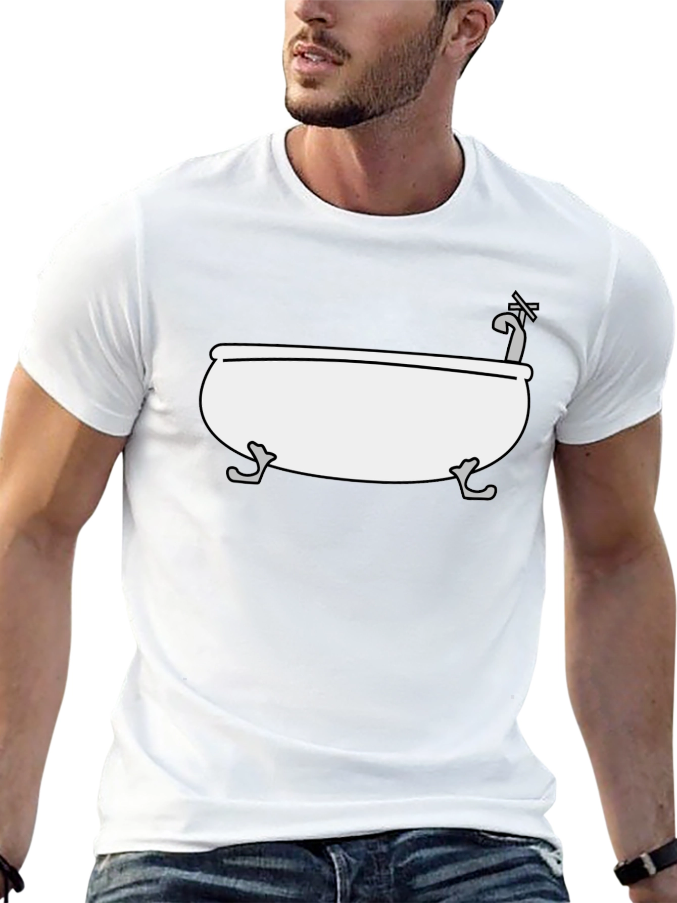 Black Funny Bathtub T-Shirt - Unique Graphic Tee view 13