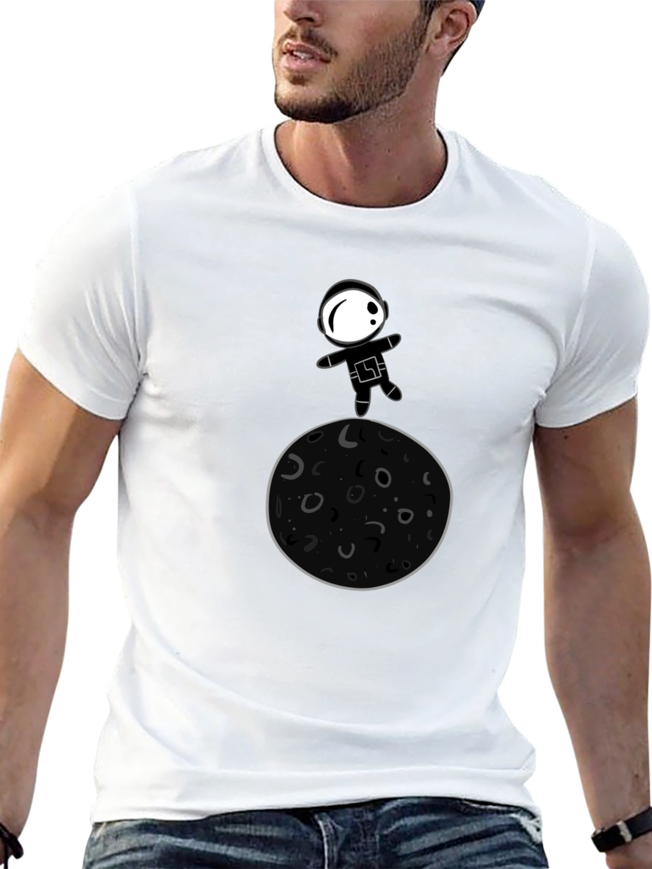 Black Astronaut Moon Landing Graphic T-Shirt view 13