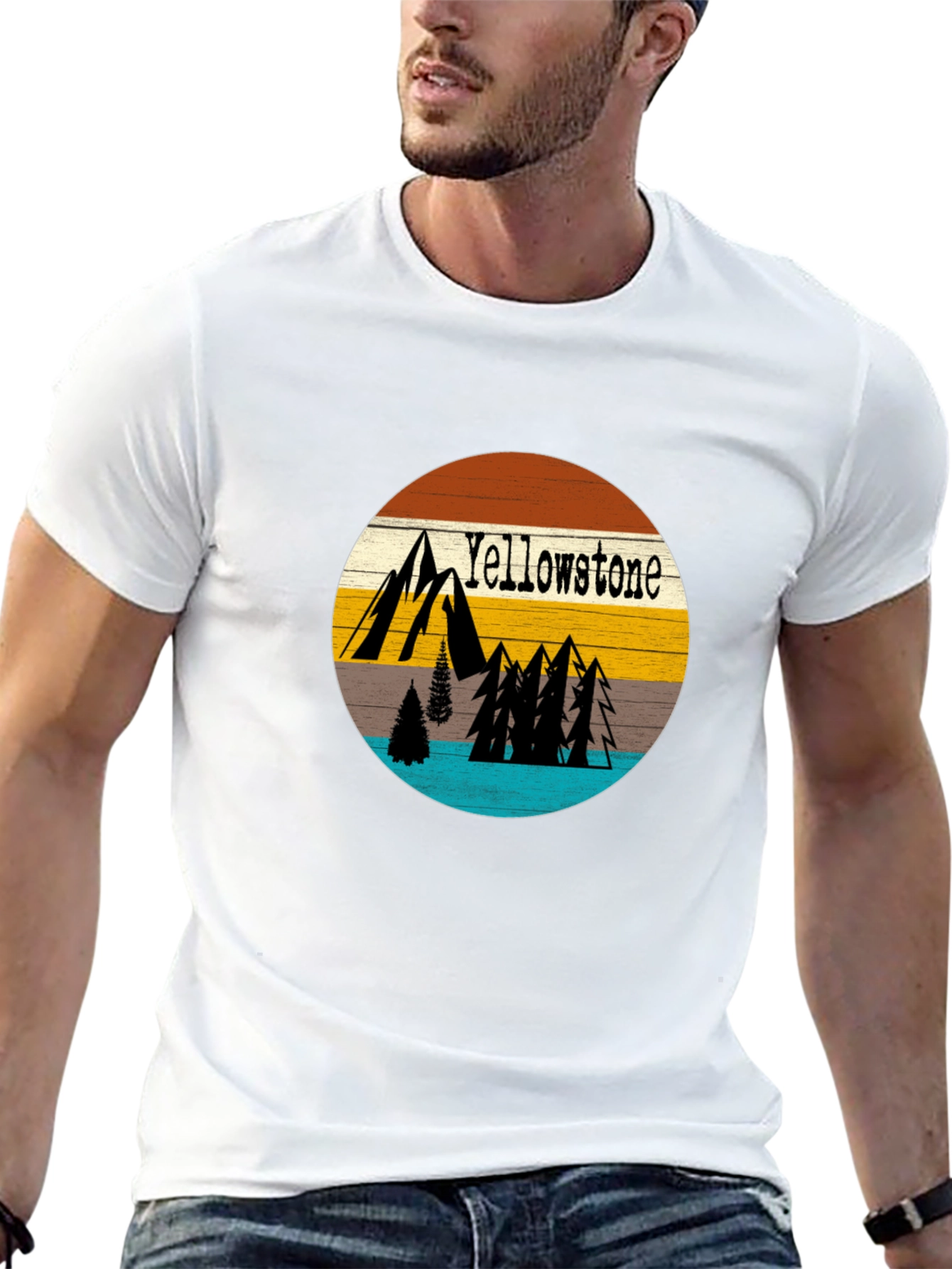 Black Yellowstone Nature Graphic Tee - Mens view 13