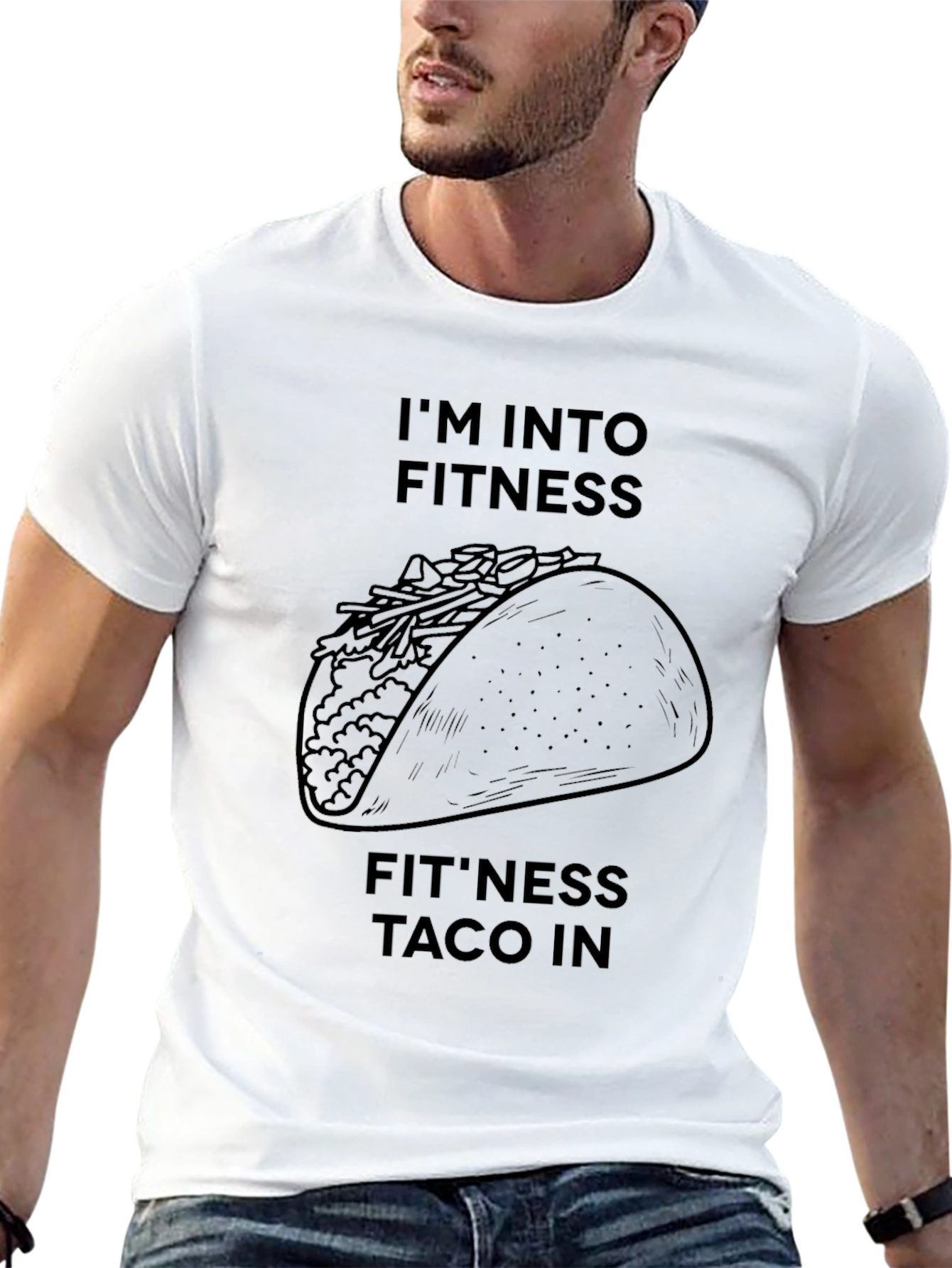 Black Fitness Taco Graphic Tee - Black Cotton view 13