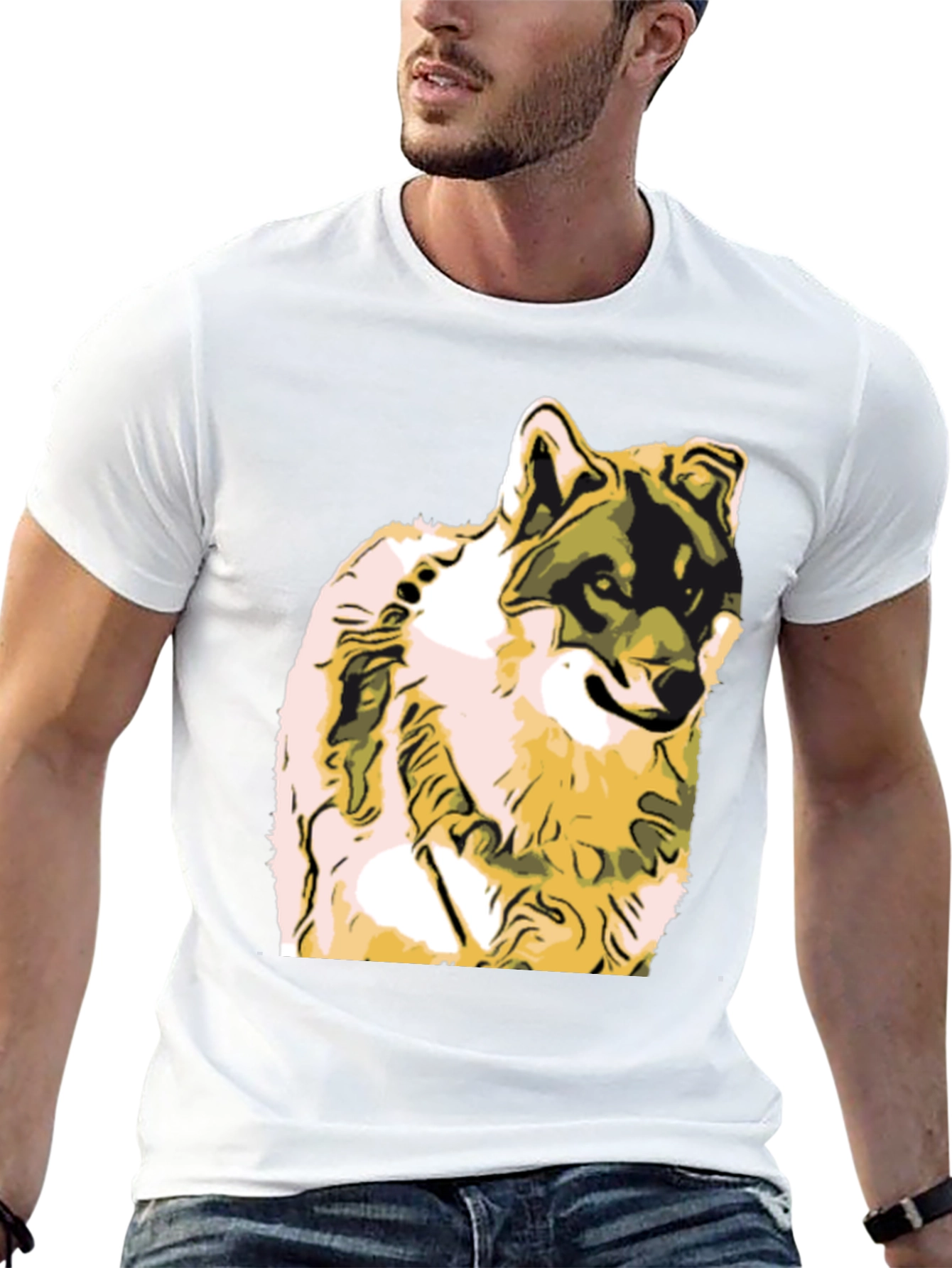 Black Wolf Graphic Print Black T-Shirt view 13