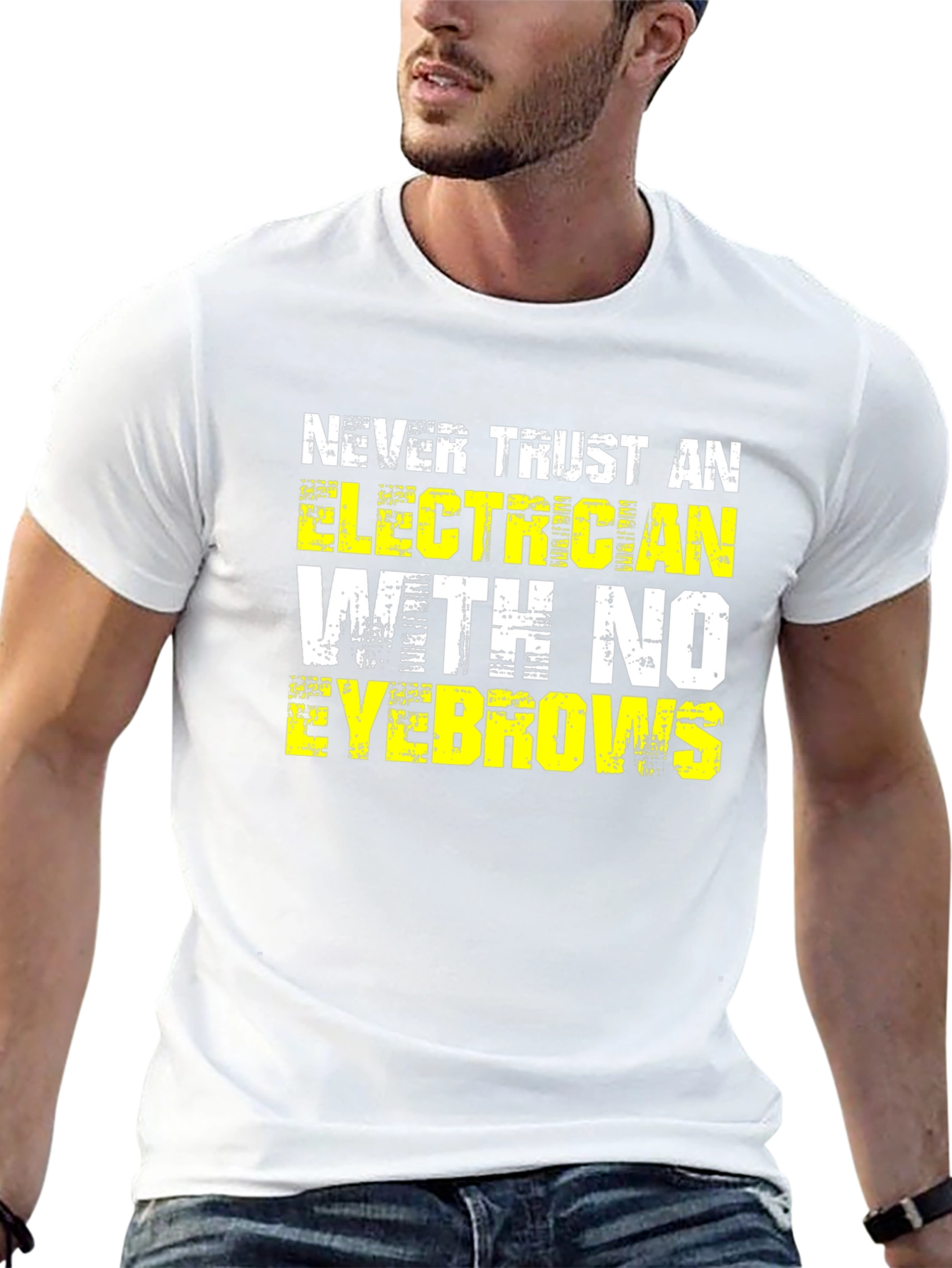 Black Electrician Eyebrow Humor T-Shirt view 13