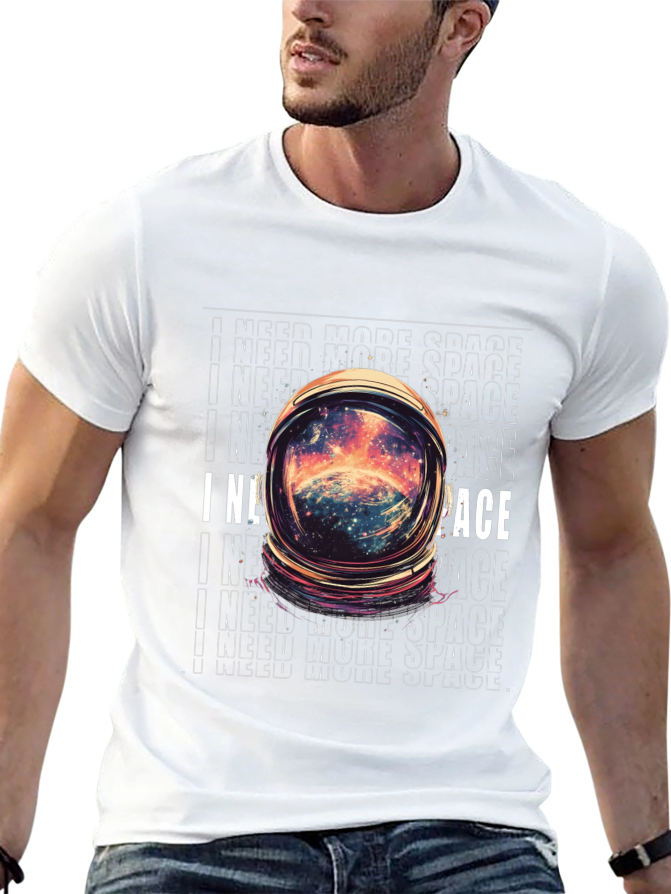 I Need More Space Graphic T-Shirt - Astronaut Helmet Design - 13