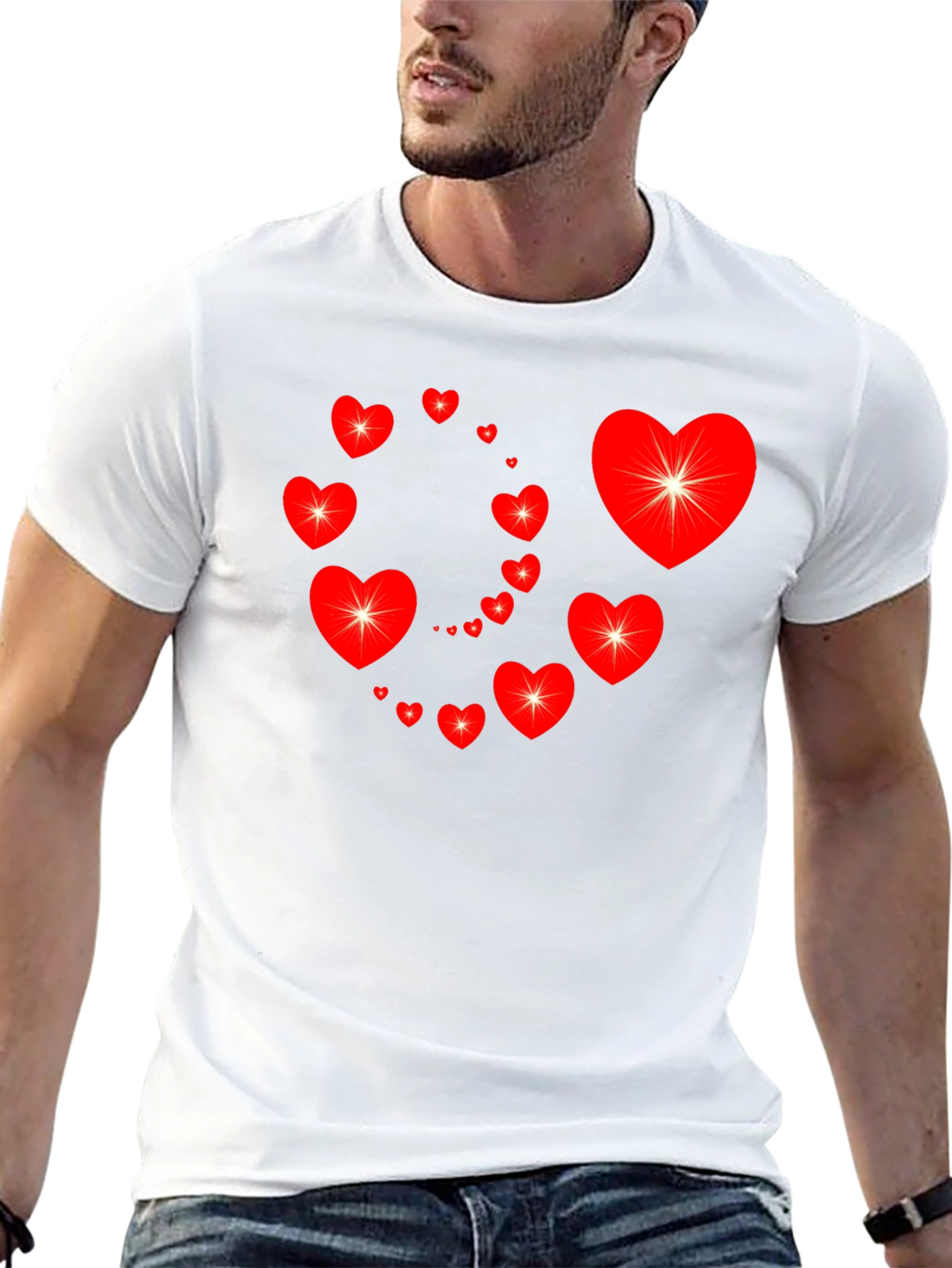 Black Heart Swirl Graphic Tee - Black Cotton Casual Shirt view 13