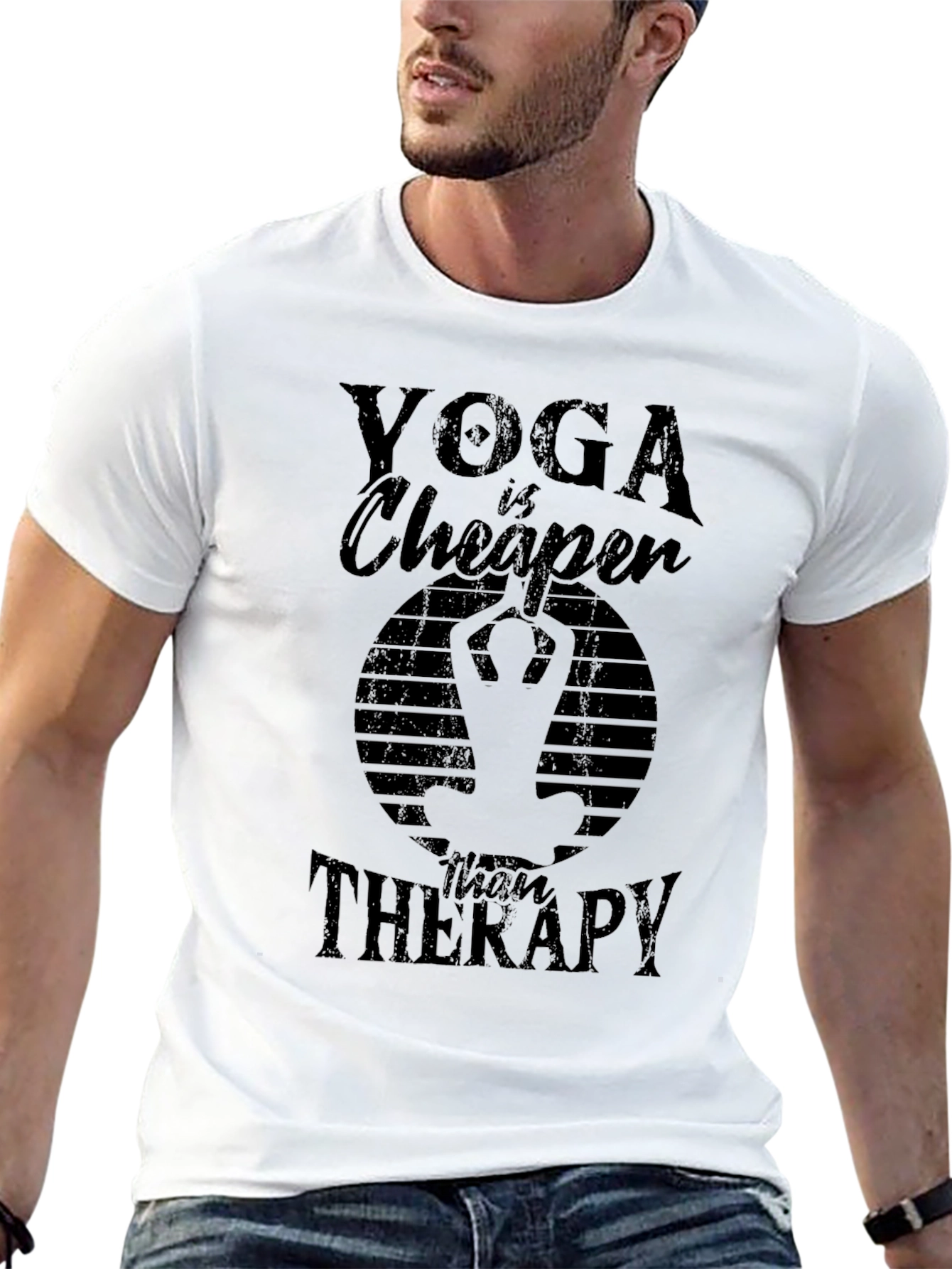 Black Yoga is Cheaper Than Therapy Graphic Tee view 13