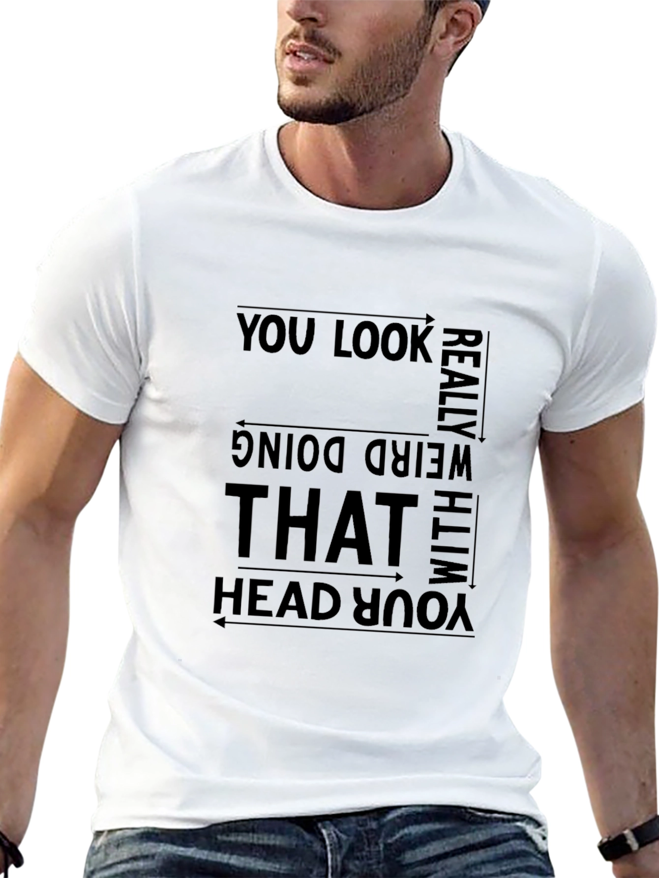 Black Funny Graphic Tee - You Look Really Weird view 13