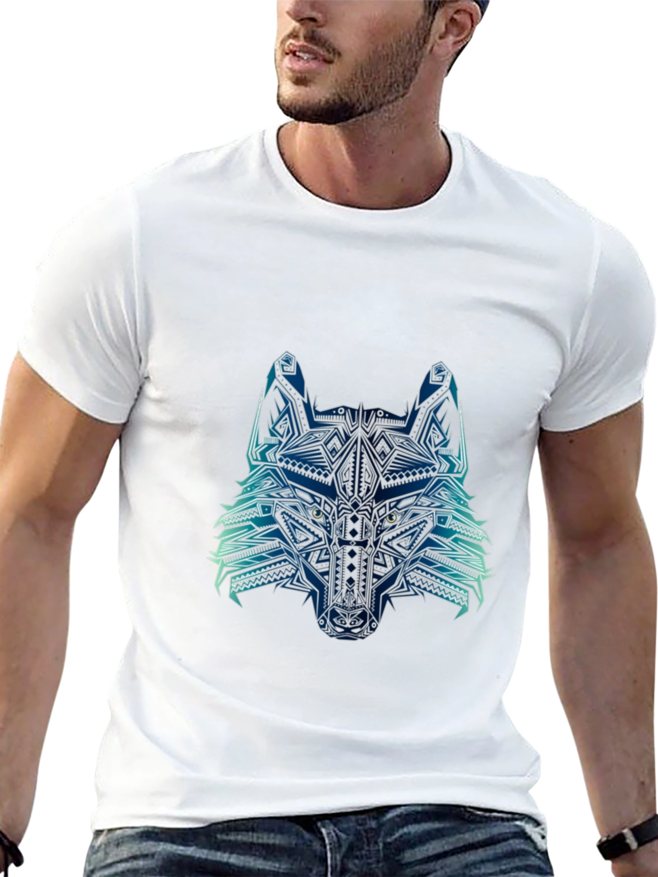 Black Abstract Wolf Graphic Tee - Mens Black T-Shirt view 13