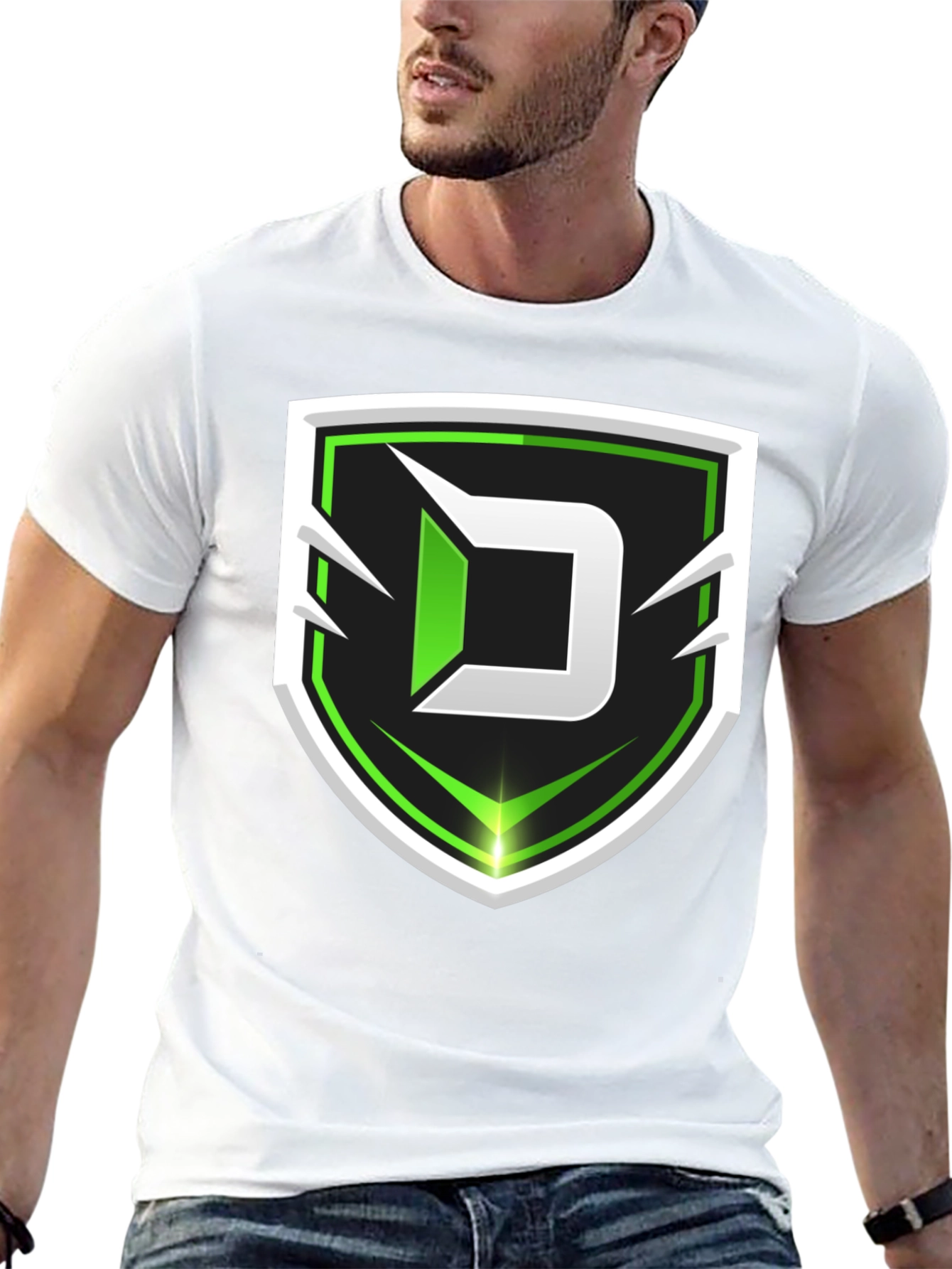 Black Tee with Green D Shield Logo - 13