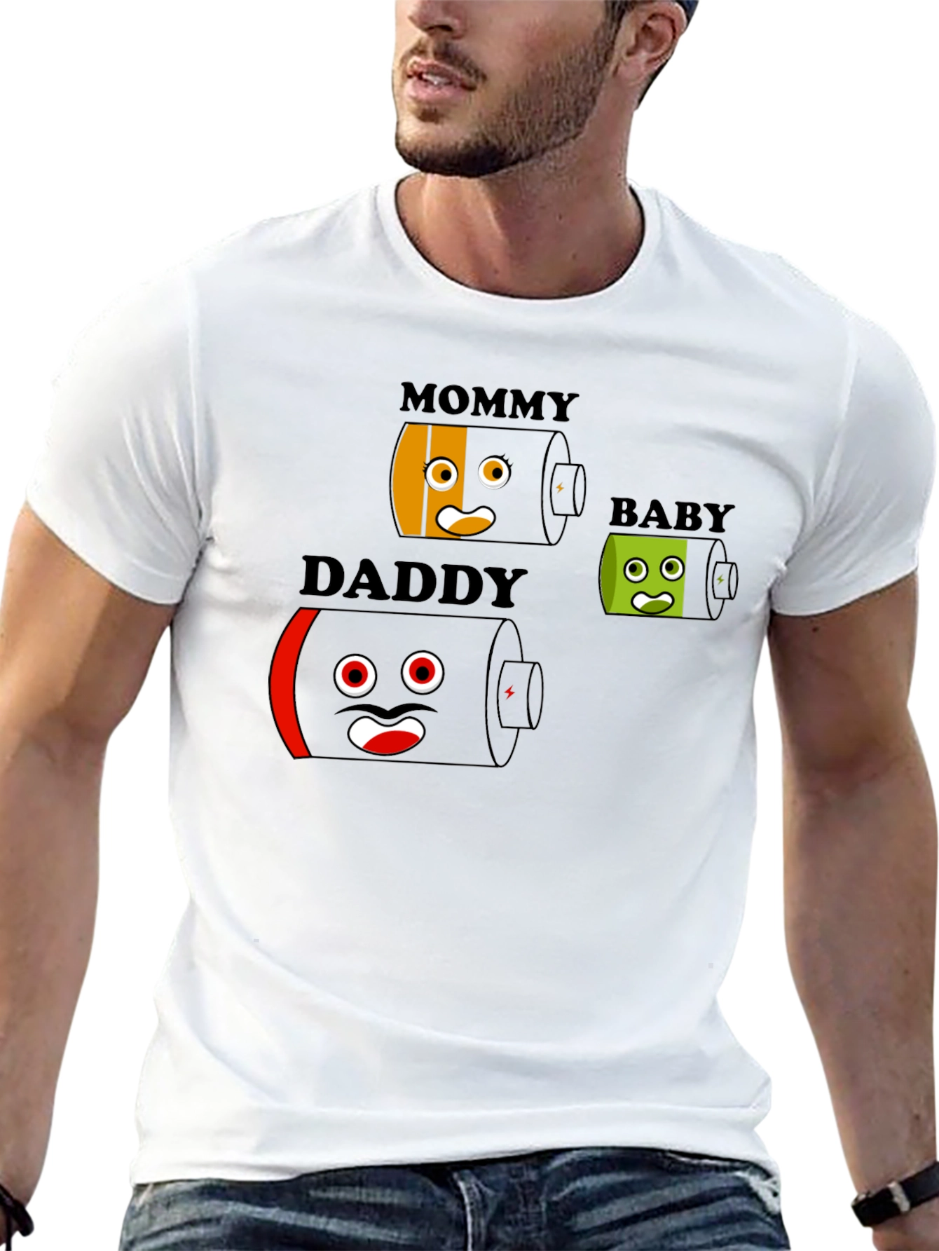 Black Battery Family T-Shirt - Mommy Daddy Baby - Funny Graphic Tee view 13