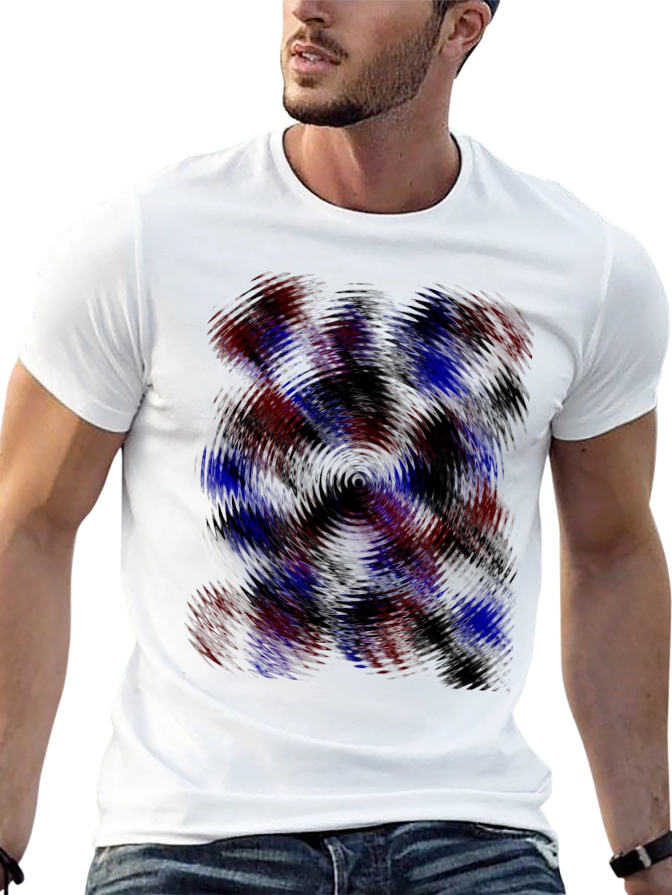 Black Abstract Swirl Graphic Tee - Black view 13