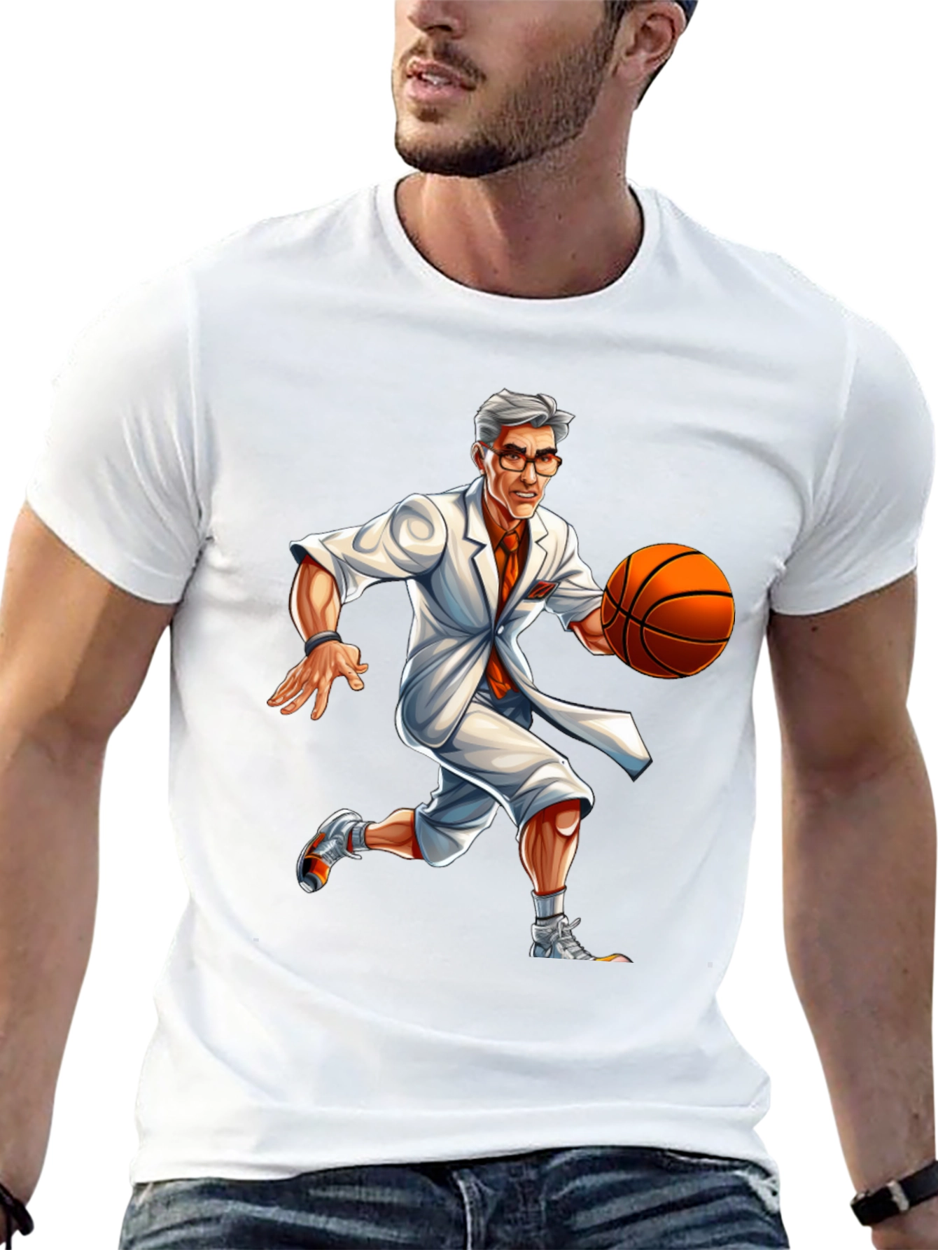 Black Colonel Sanders Basketball T-Shirt - Novelty Tee view 13