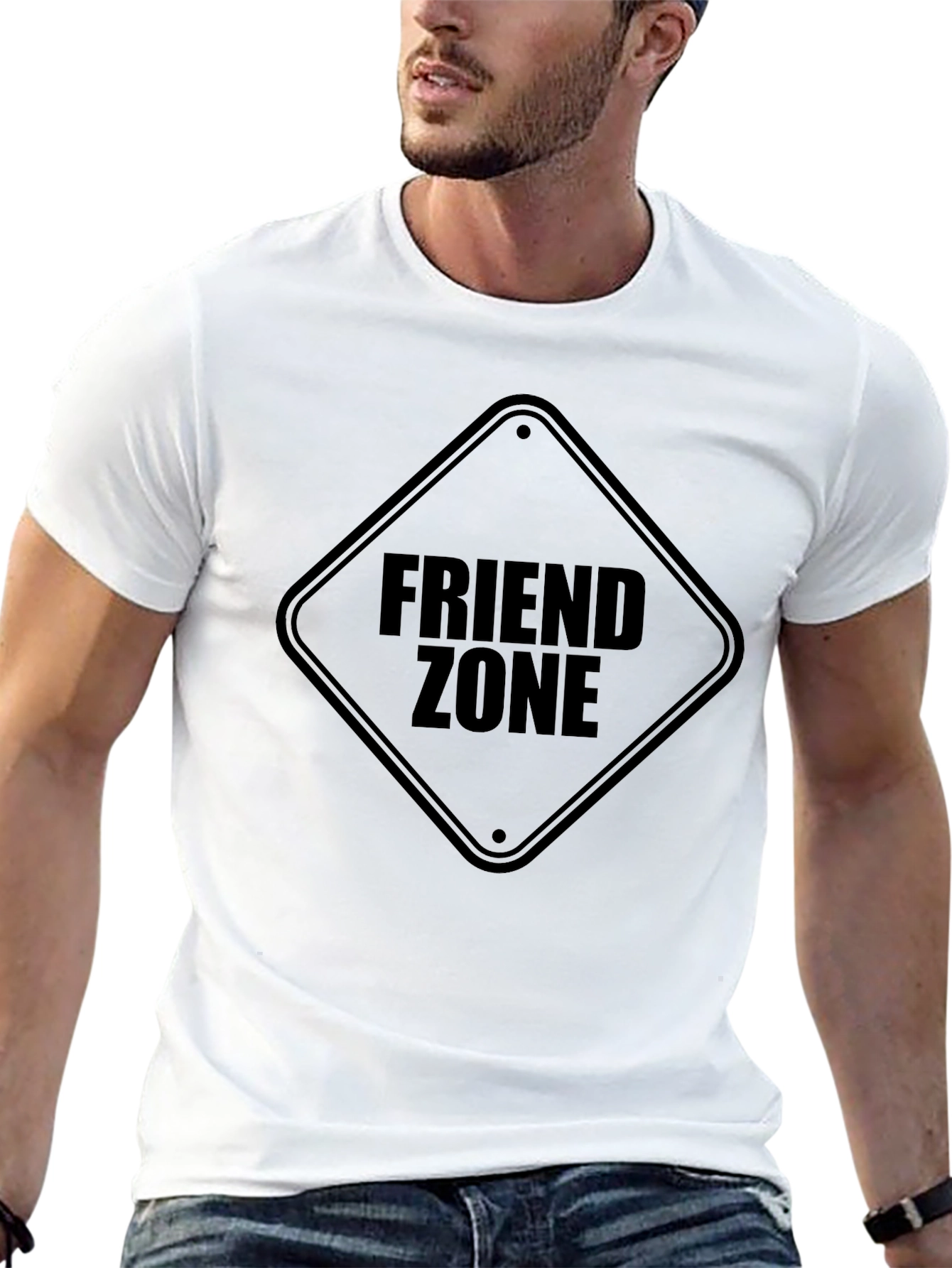 Black Friend Zone Graphic Tee - Black Cotton T-Shirt view 13