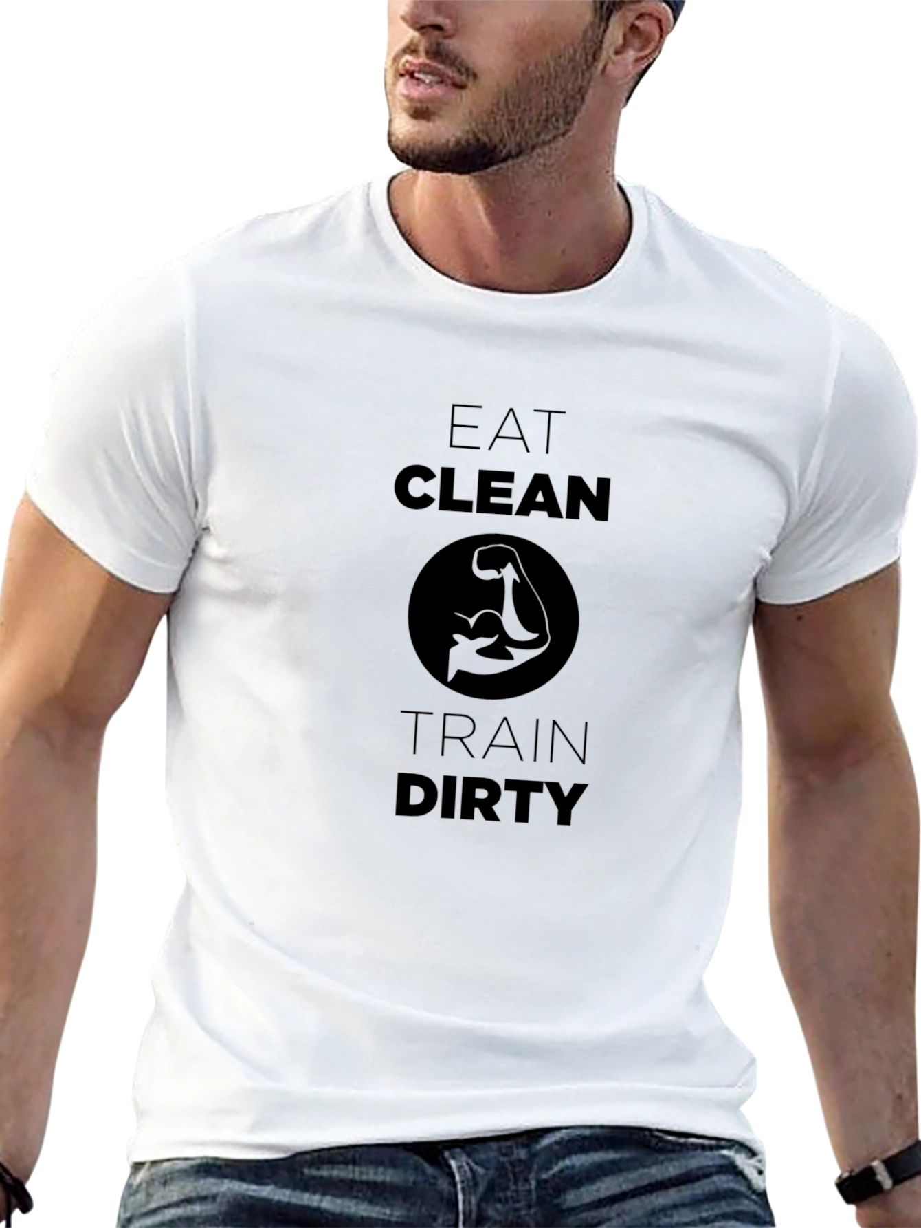 Black Eat Clean Train Dirty Black T-Shirt view 13