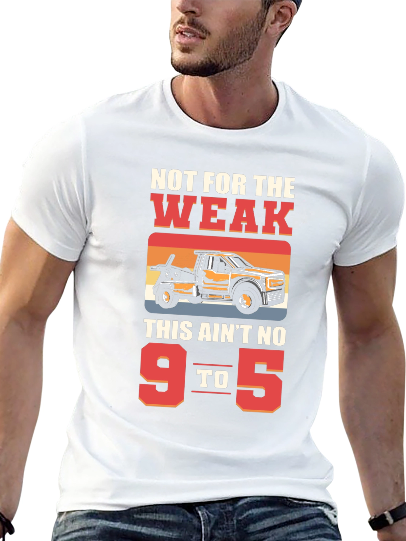 Black Not For The Weak Tow Truck Graphic Tee view 13
