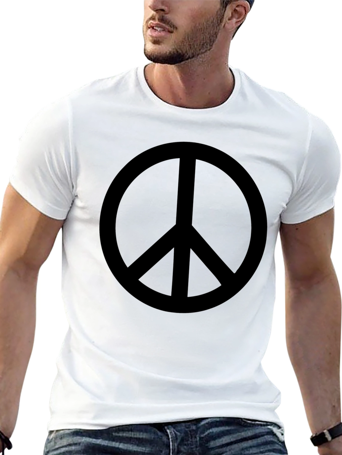 Black Peace Sign Graphic Black T-Shirt view 13