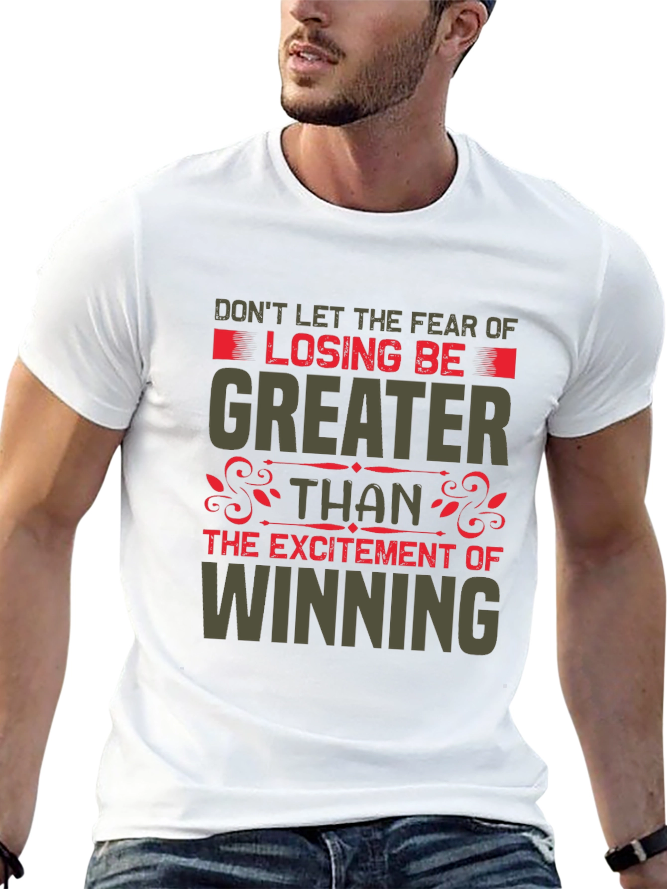 Black Motivational Graphic Tee - Don't Fear Losing view 13