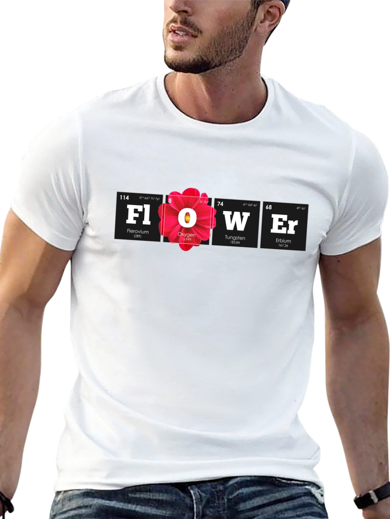 Black Periodic Table Flower Graphic Tee view 13