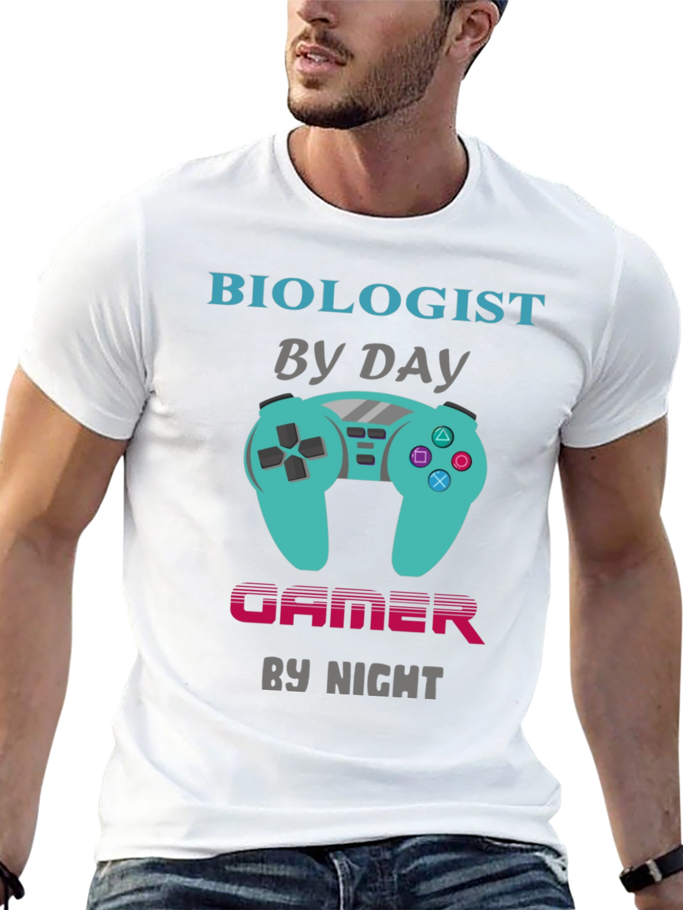 Black Biologist by Day Gamer by Night T-Shirt view 13