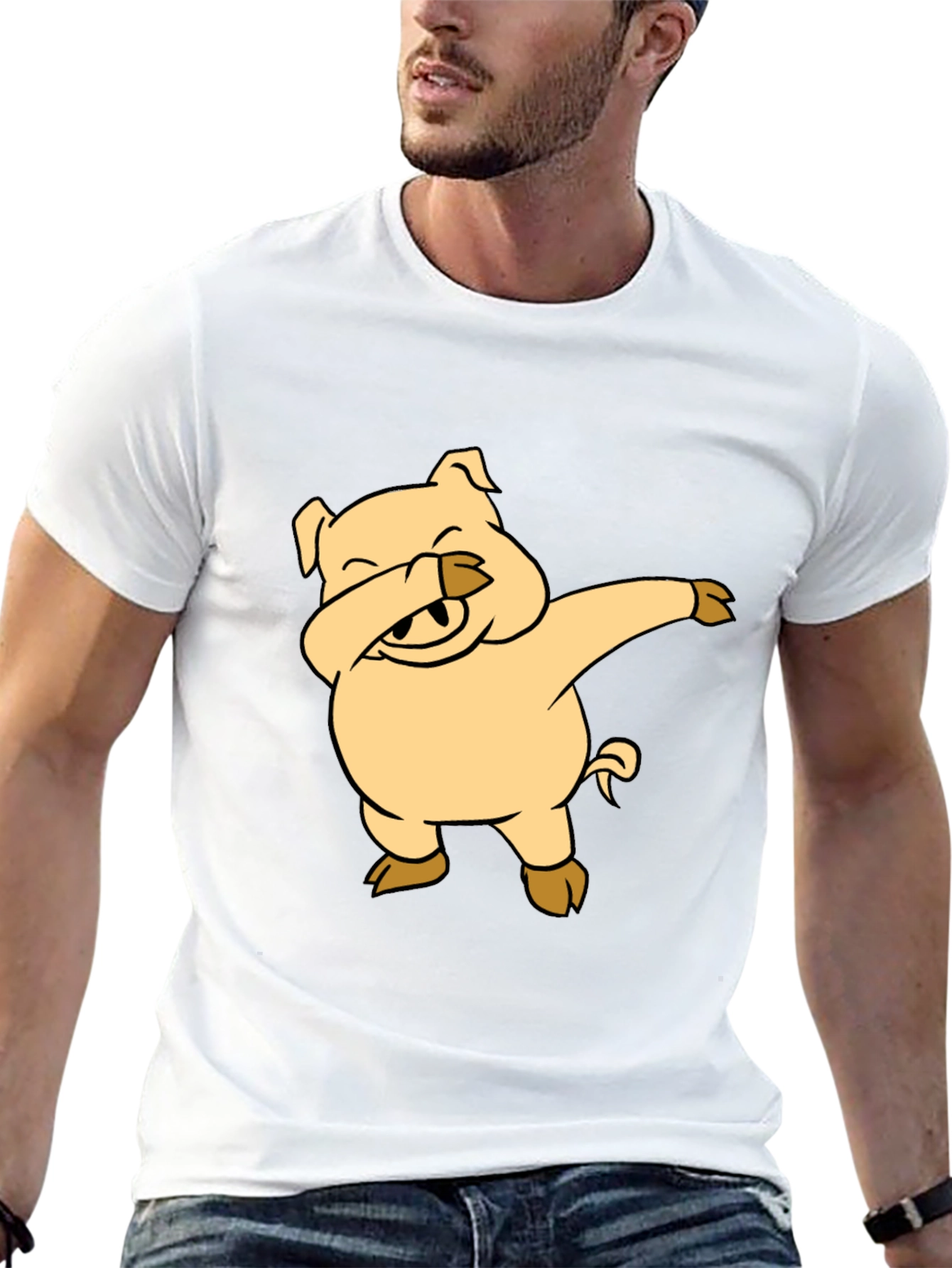 Black Dabbing Pig Graphic T-Shirt - Funny Animal Tee view 13