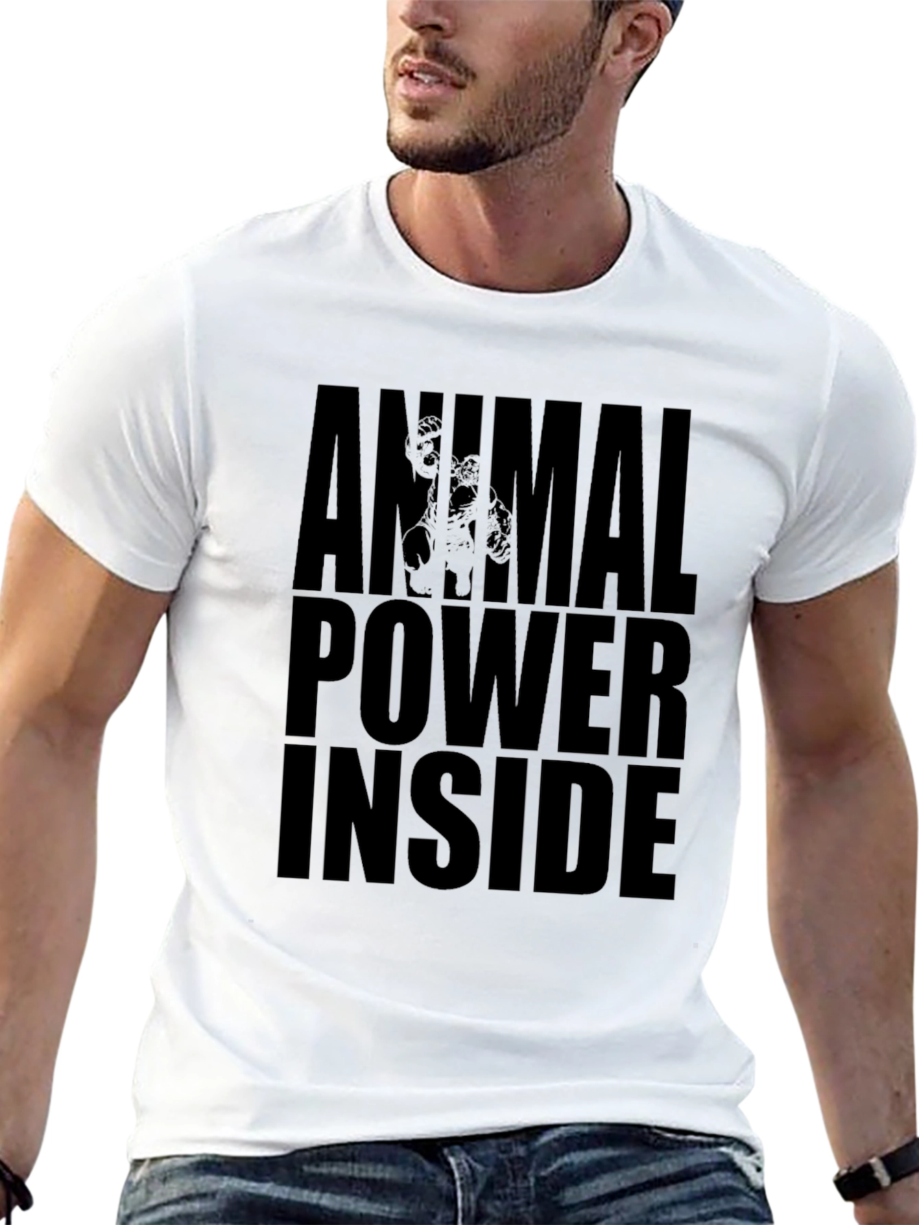 Black Animal Power Inside Black Graphic Tee view 13
