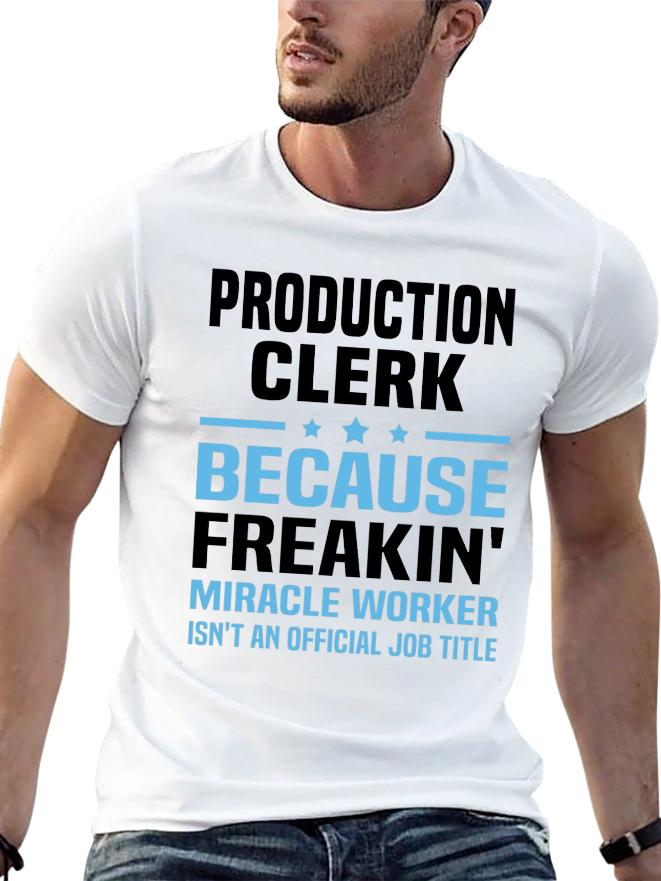 Black Production Clerk Miracle Worker T-Shirt view 13