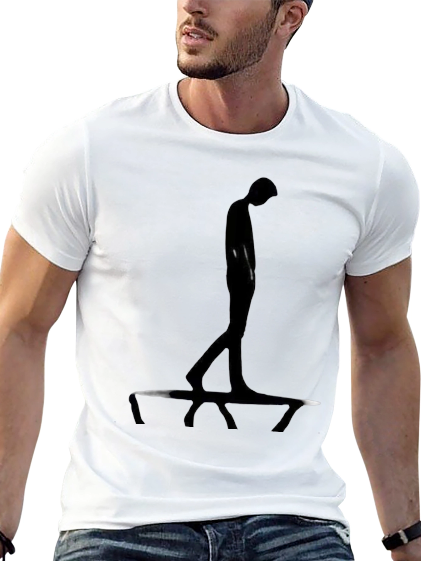 Black Silhouette Graphic Tee - Modern Black T-Shirt view 13