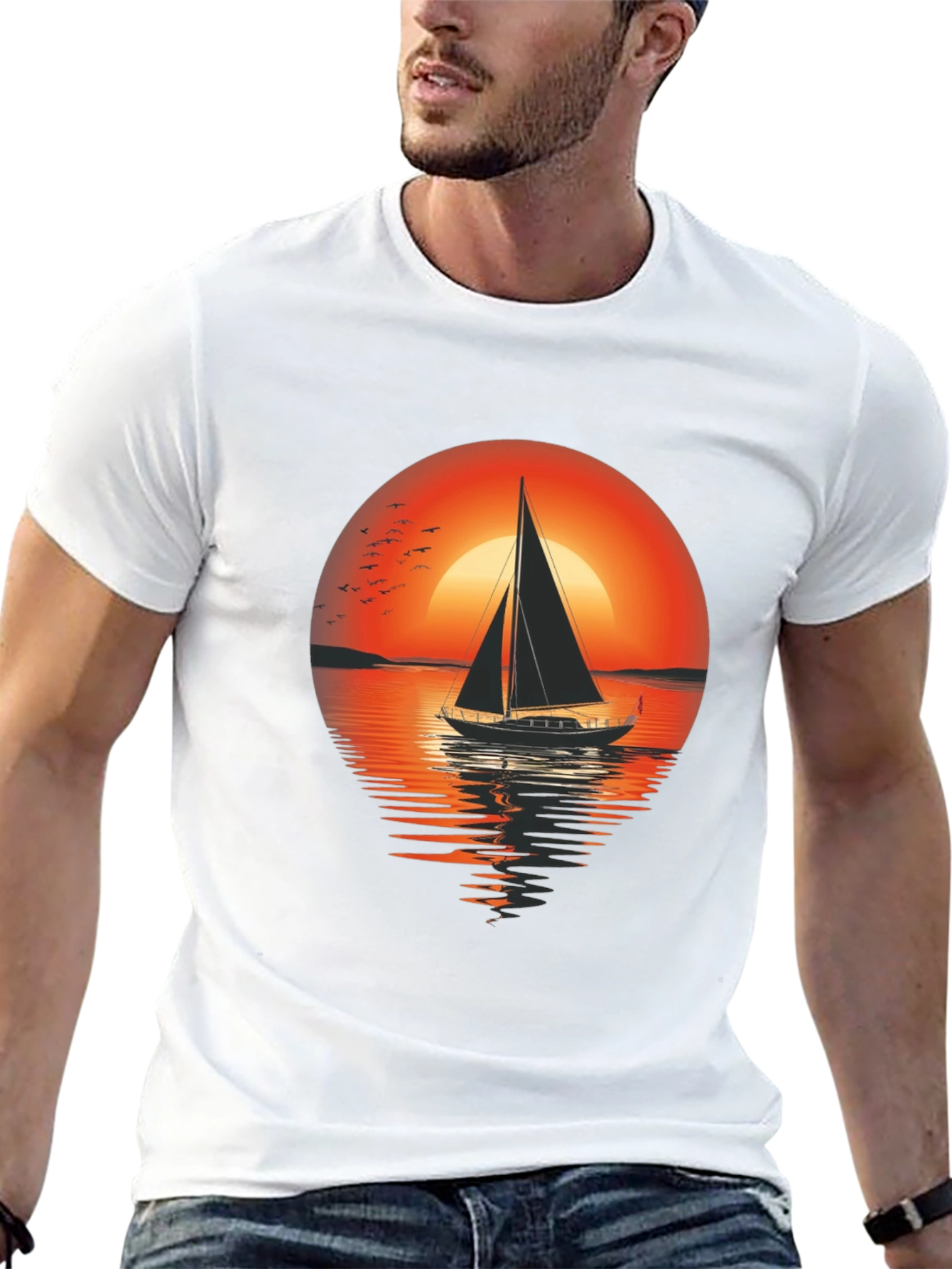 Black Sunset Sailboat Graphic Tee - Comfort Fit view 13