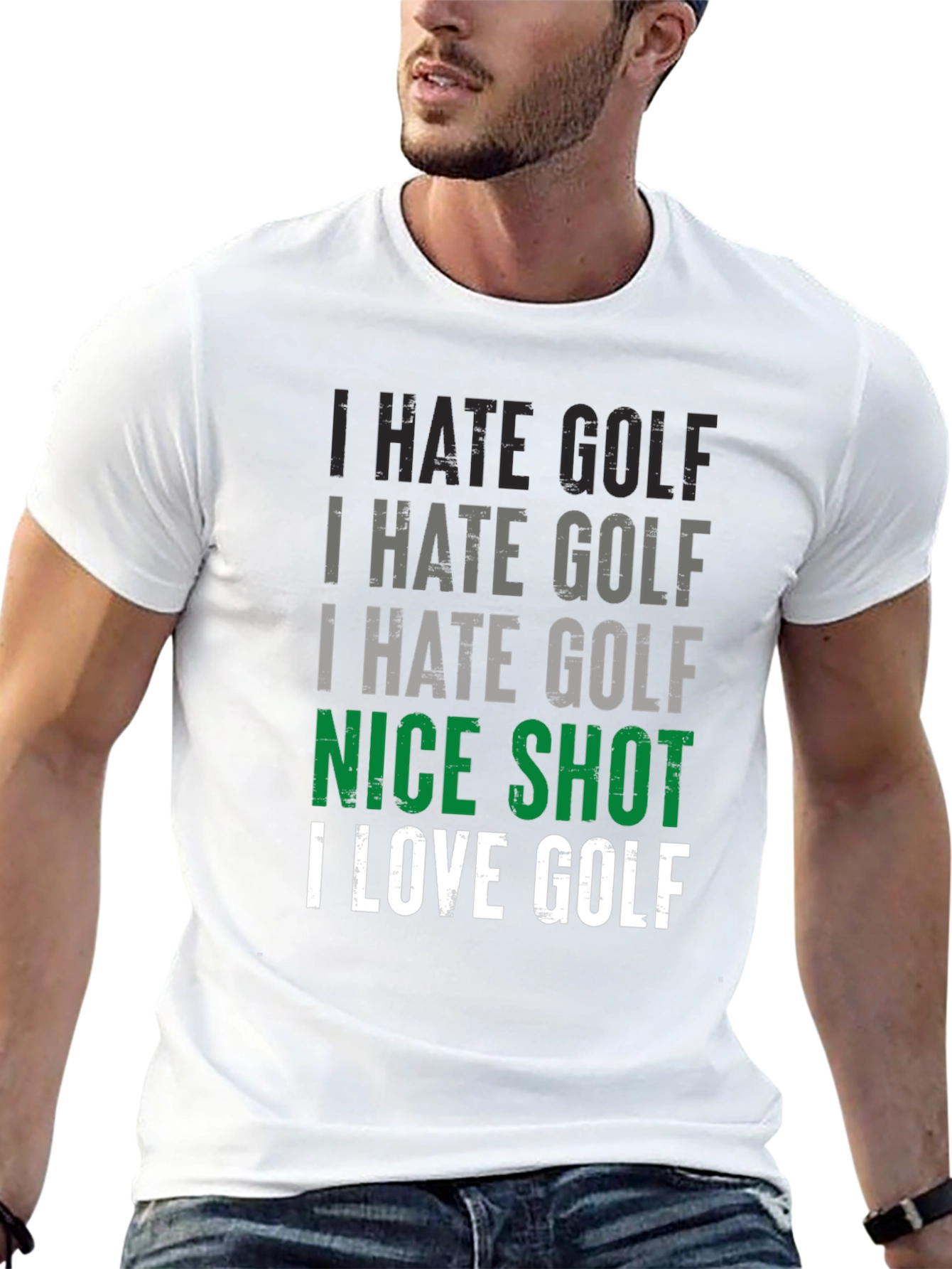 Black Funny Golf T-Shirt - I Hate Golf Nice Shot view 13