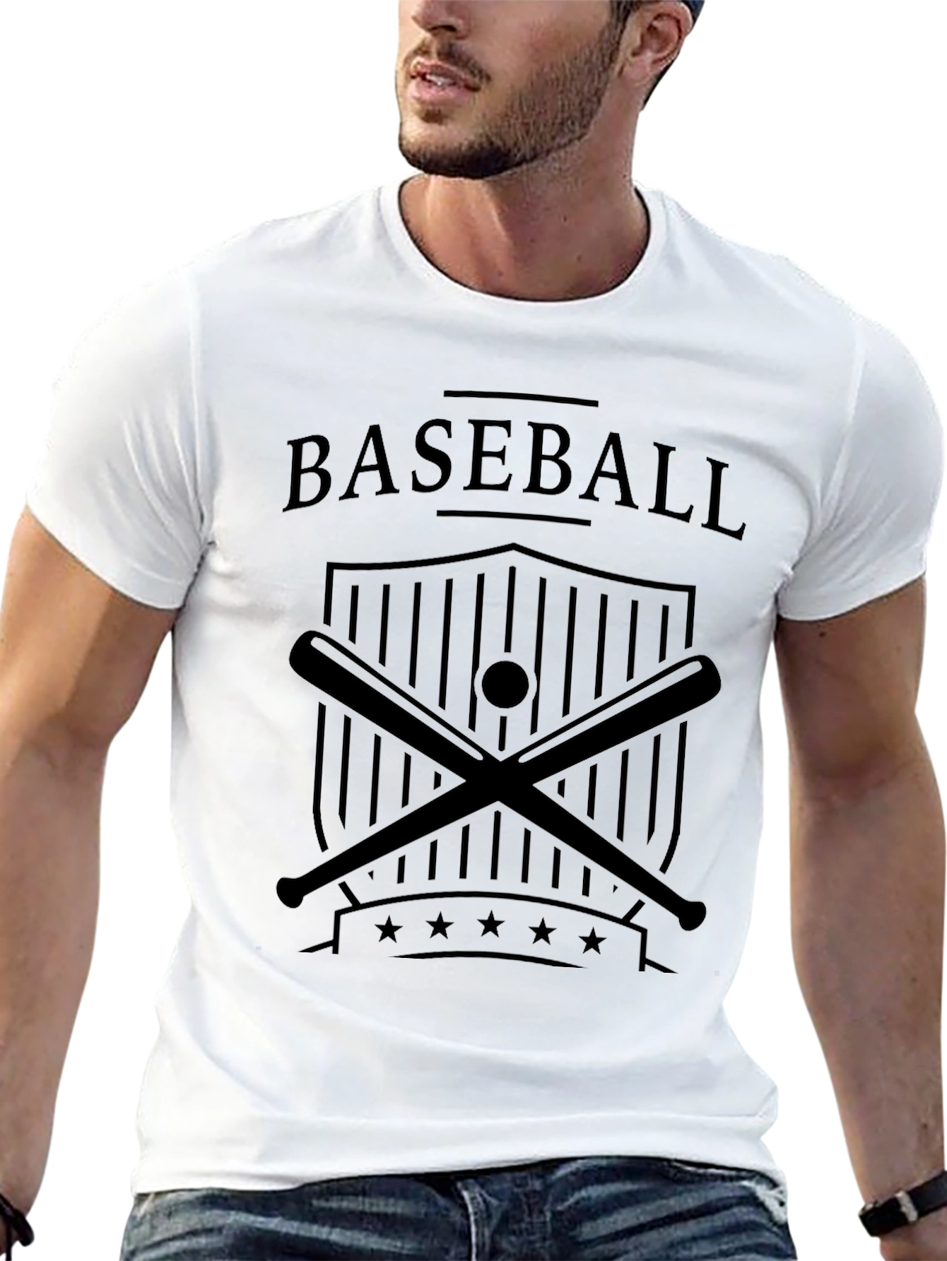 Black Baseball Graphic Tee - Black Cotton T-Shirt for Men view 13