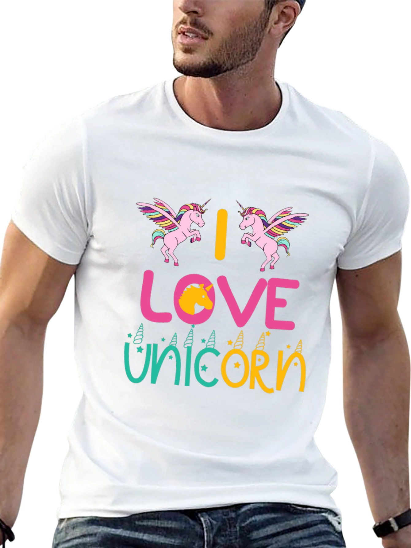 Black I Love Unicorns Graphic T-Shirt view 13