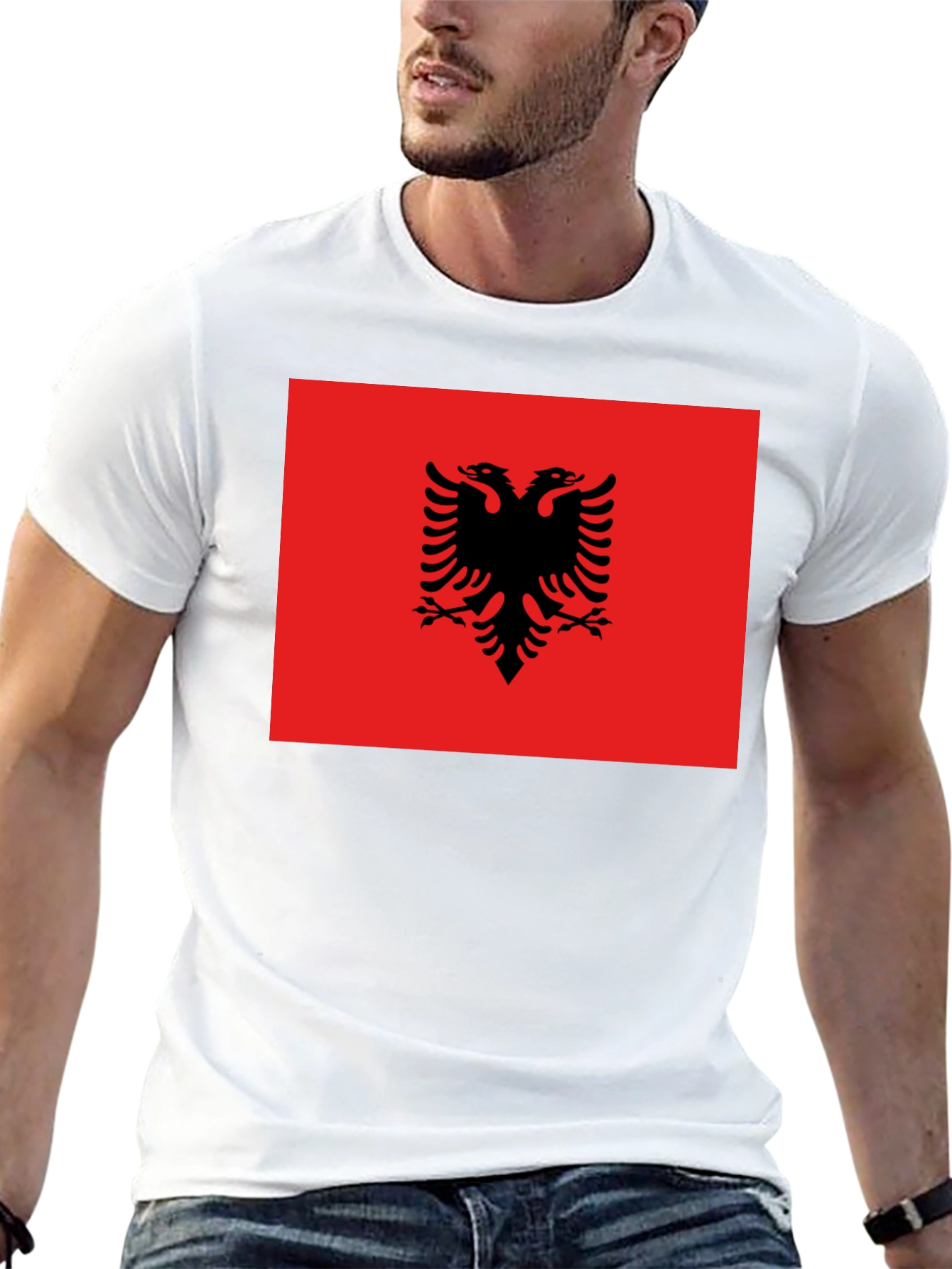 Albania Flag T-Shirt - Double Headed Eagle Design - 13