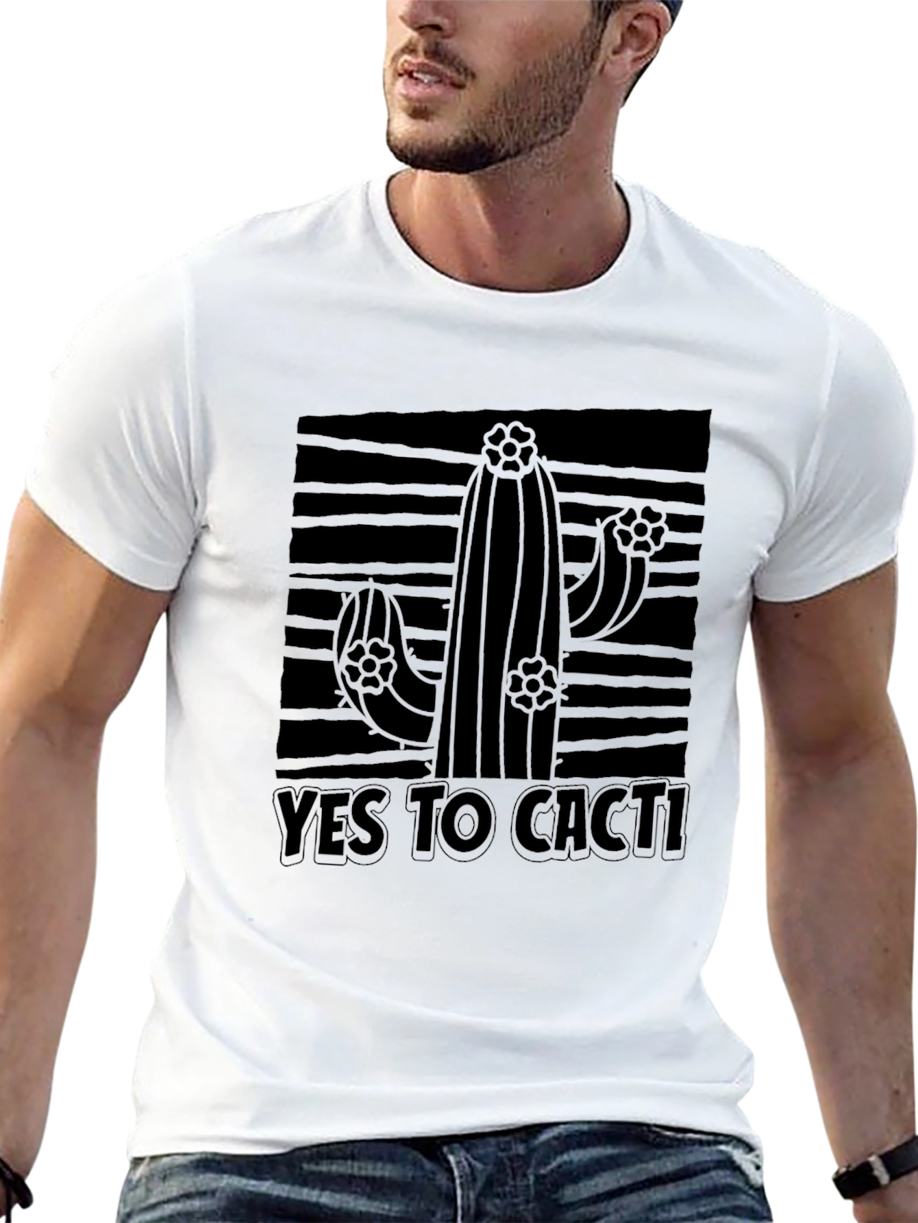 Black Yes To Cacti Graphic Tee - Black Cotton Blend view 13