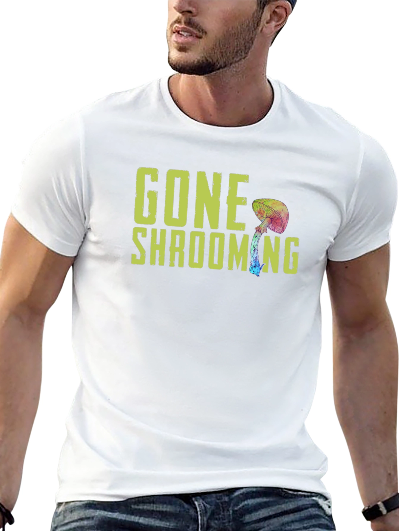 Black Gone Shrooming Graphic Tee - Funny Mushroom Shirt view 13