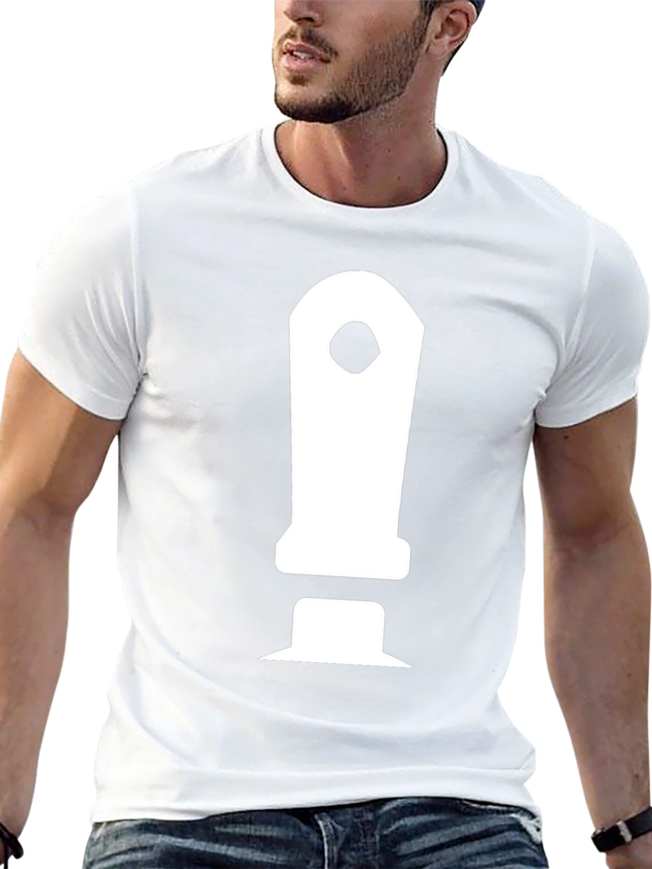 Black Men's Black T-Shirt with White Controller Graphic view 13