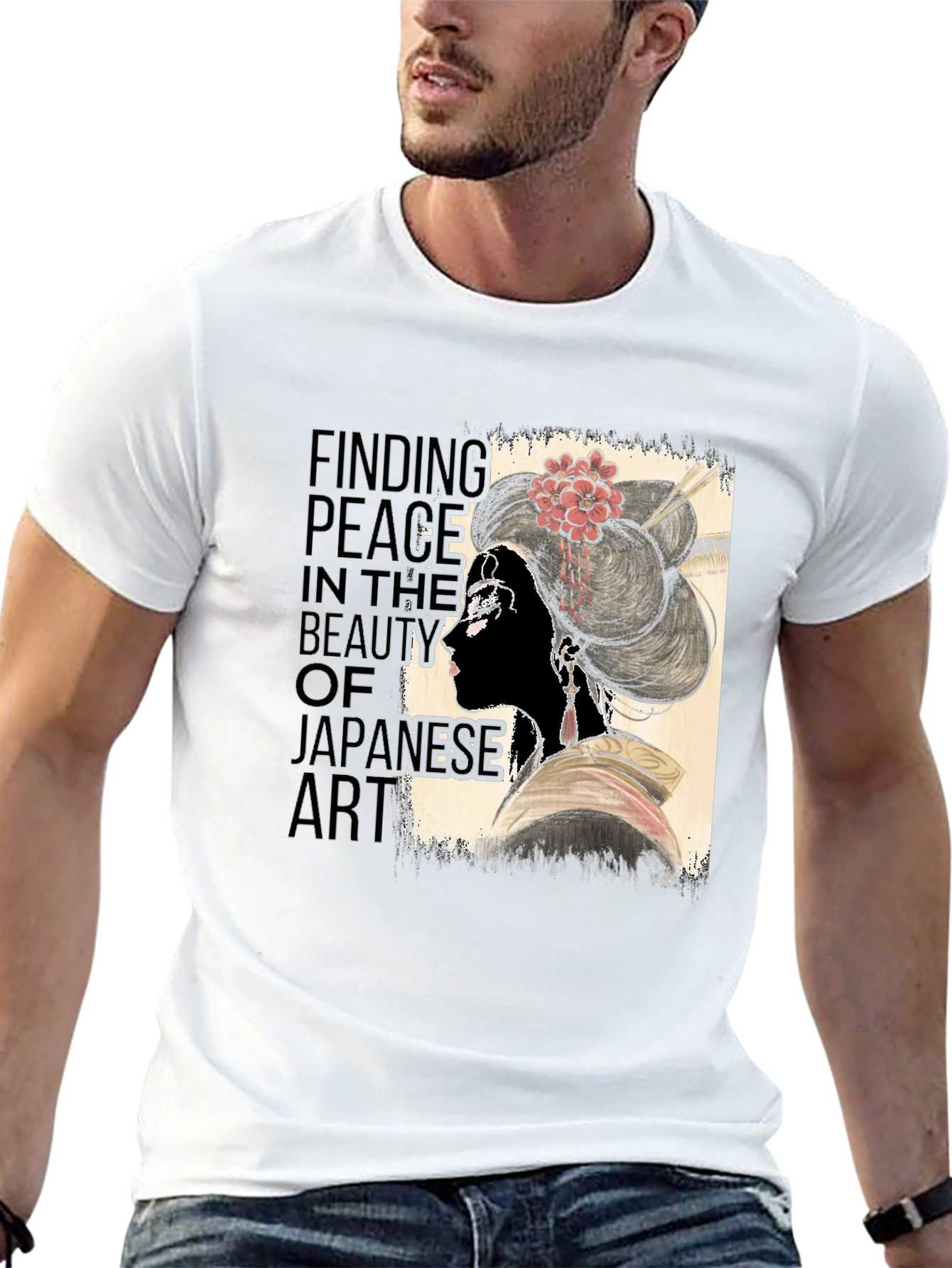 Black Japanese Art Inspired Graphic T-Shirt view 13