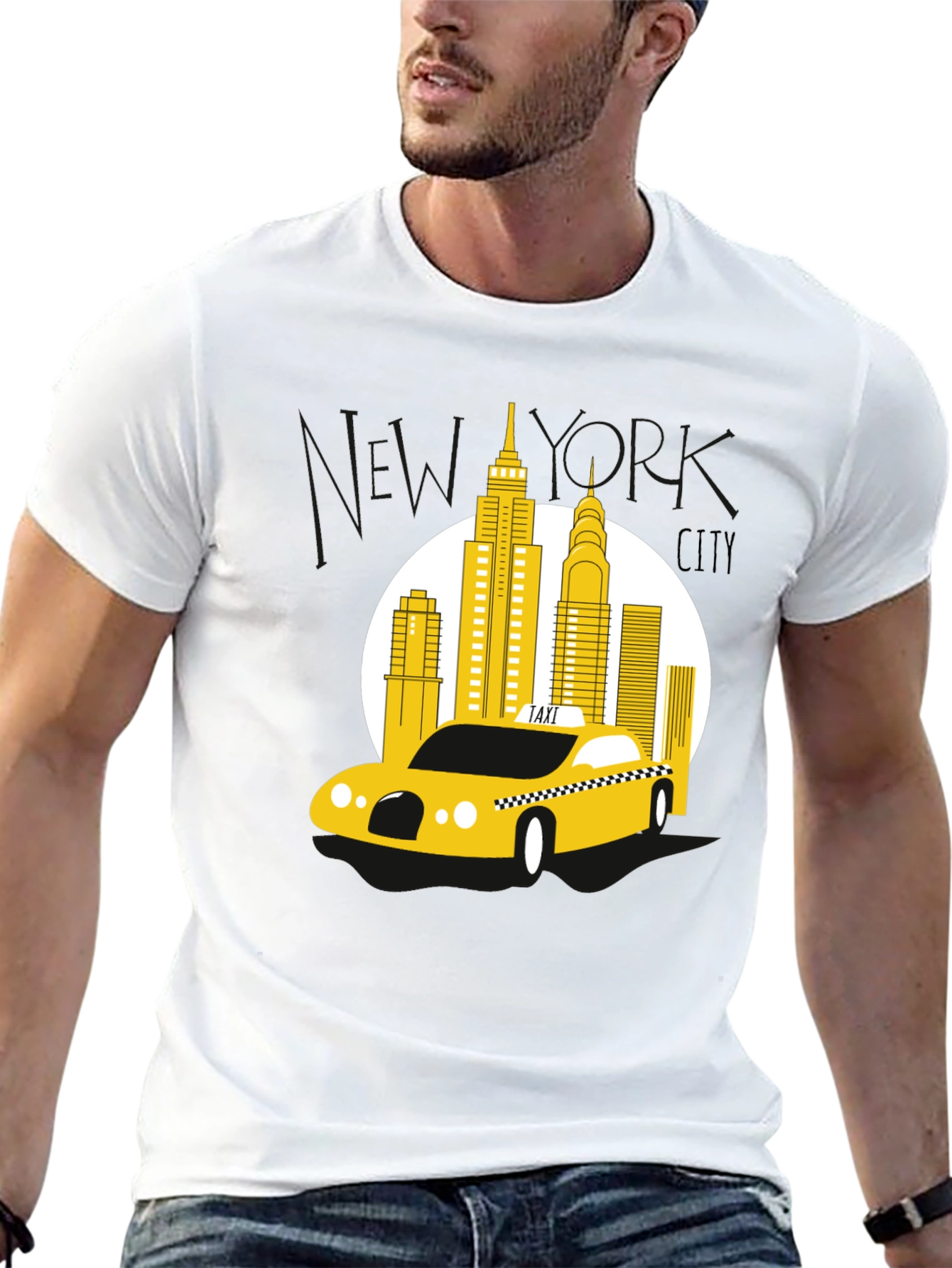 Black NYC Taxi T-Shirt - Cityscape Graphic Tee view 13