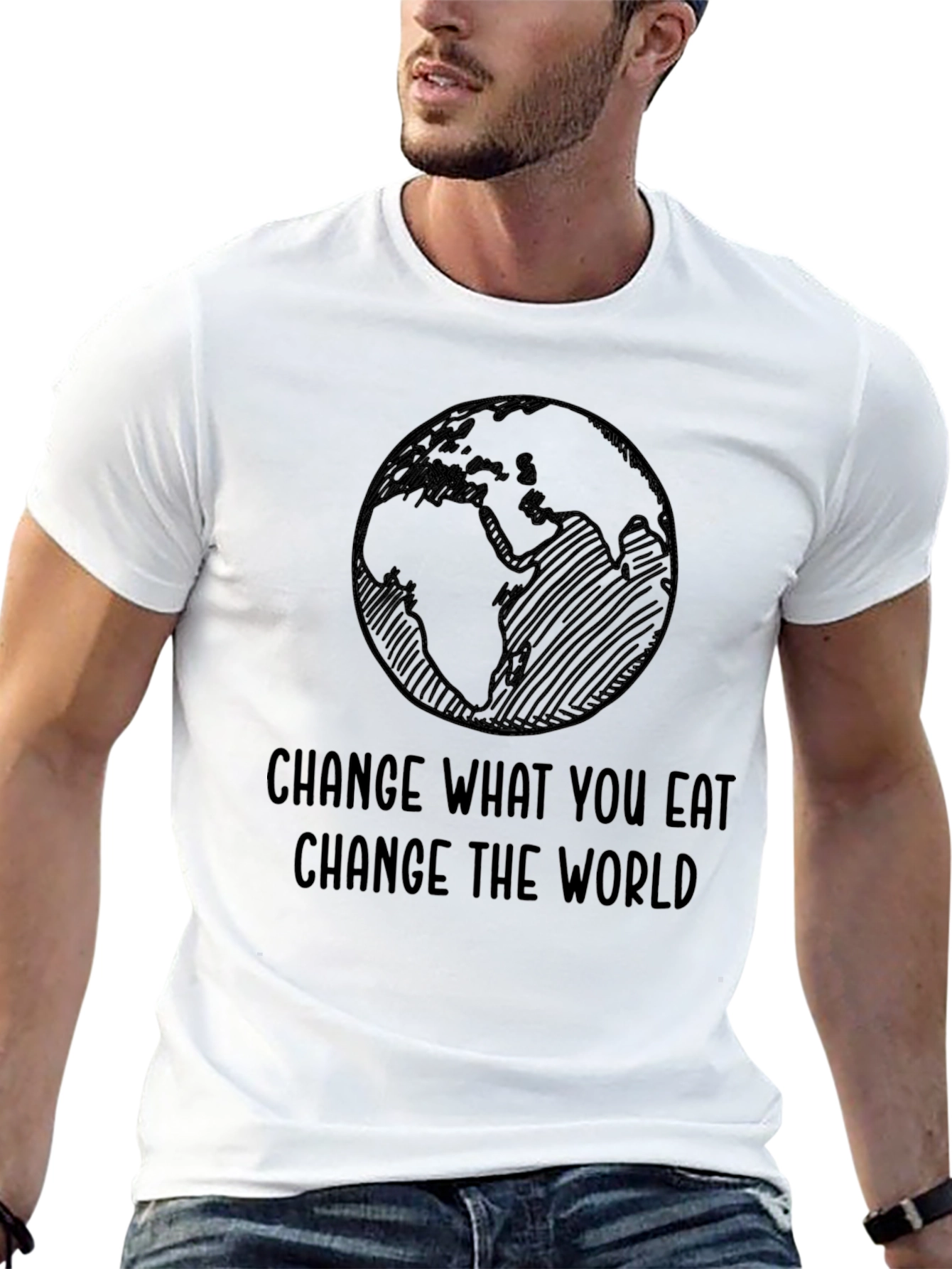 Black Eco-Friendly Graphic Tee - Change What You Eat view 13