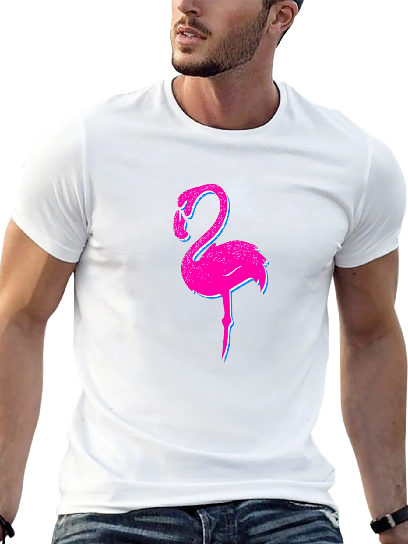 Black Flamingo Graphic Print Black T-Shirt view 13