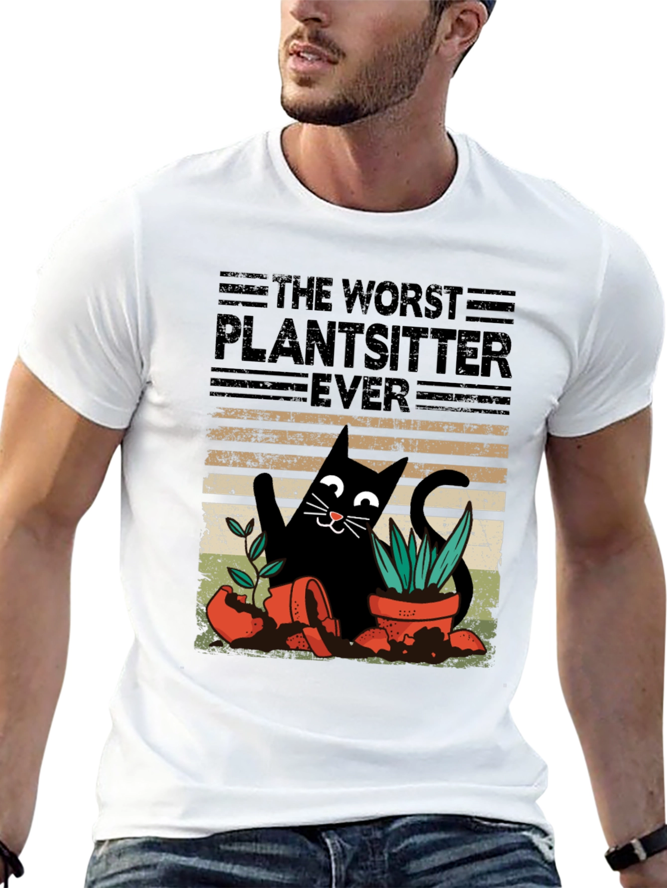 Black Worst Plantsitter Ever Cat Graphic T-Shirt view 13