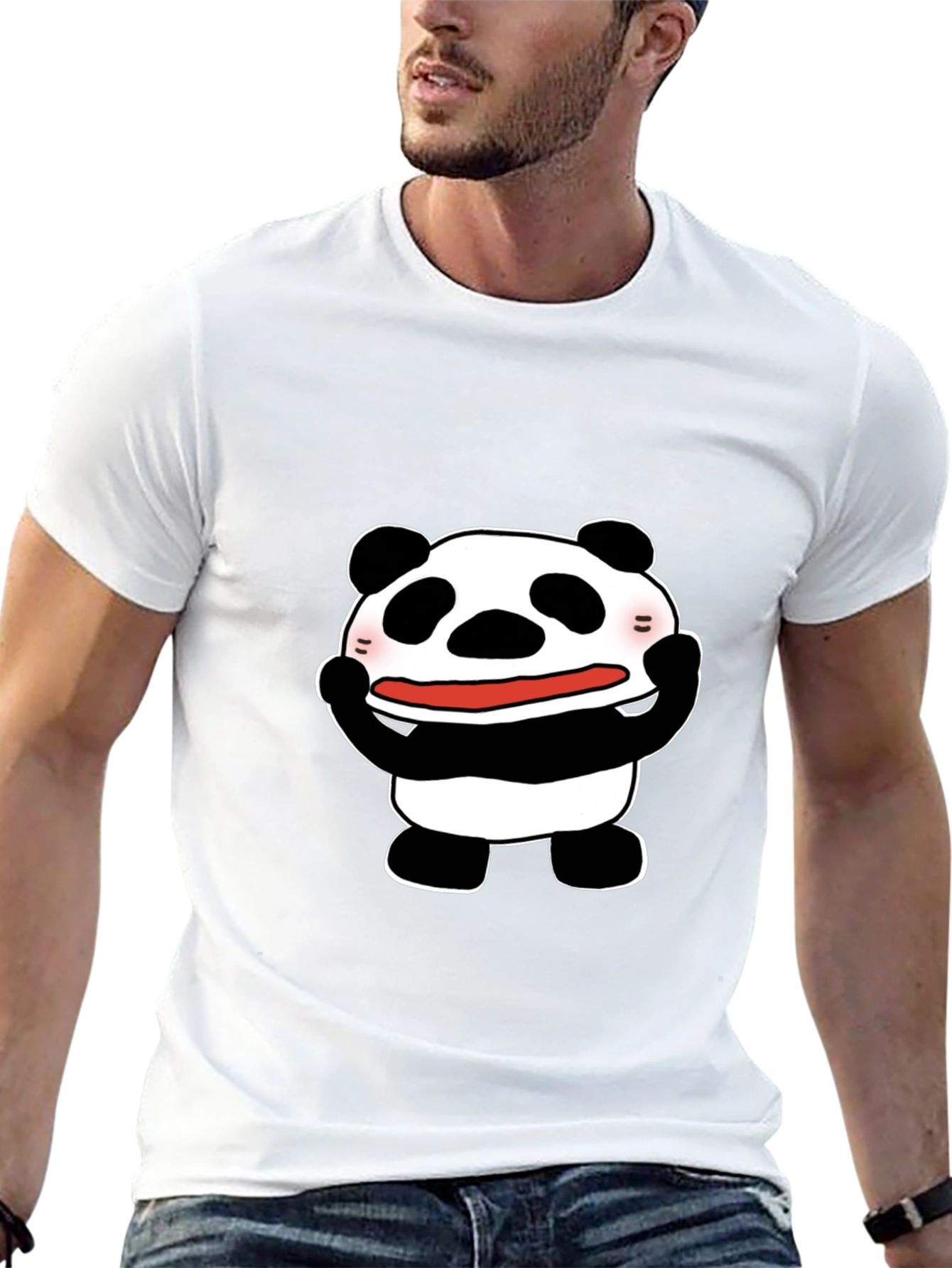 Black Funny Panda Graphic Tee - Black Cotton T-Shirt view 13