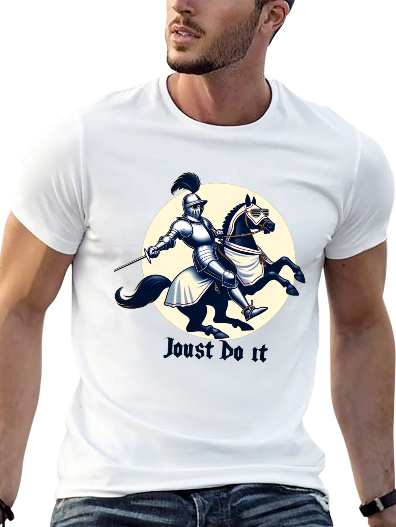 Black Joust Do It - Knight & Horse Graphic Tee view 13