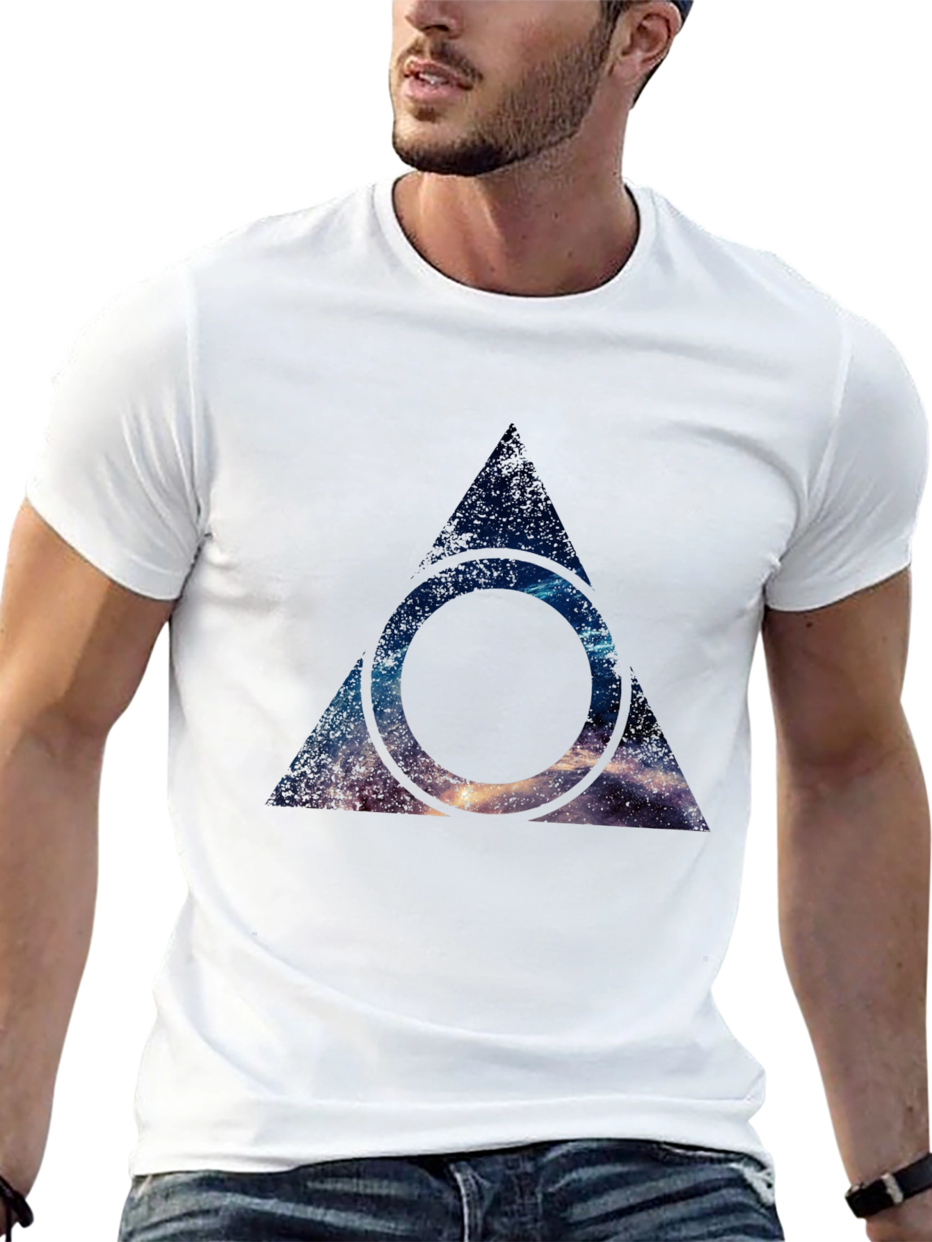 Black Galaxy Deathly Hallows T-Shirt - Black Cotton Blend view 13
