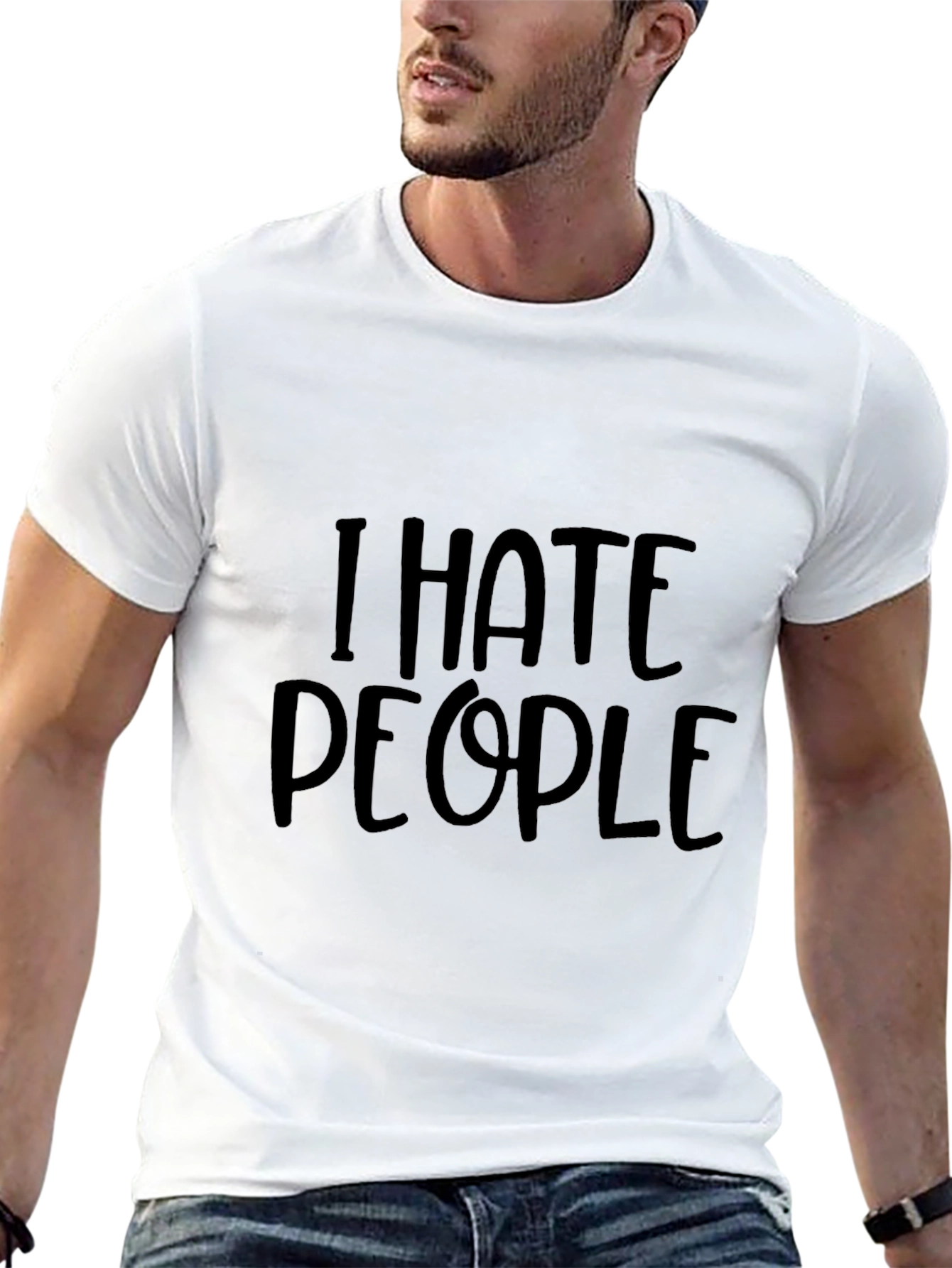 Black I Hate People Graphic Tee - Black Cotton Comfort view 13