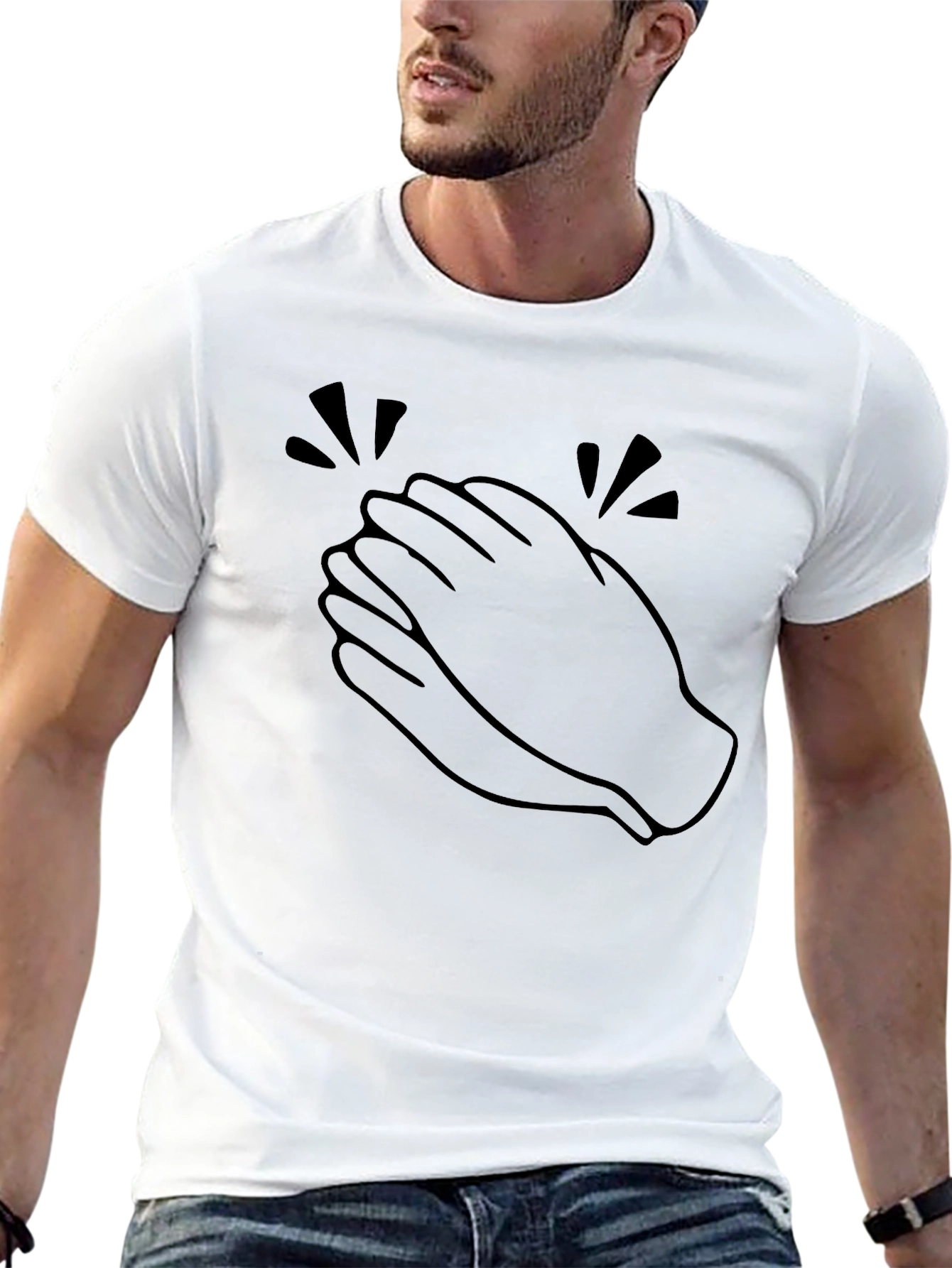 Black Clapping Hands Graphic T-Shirt - Black view 13