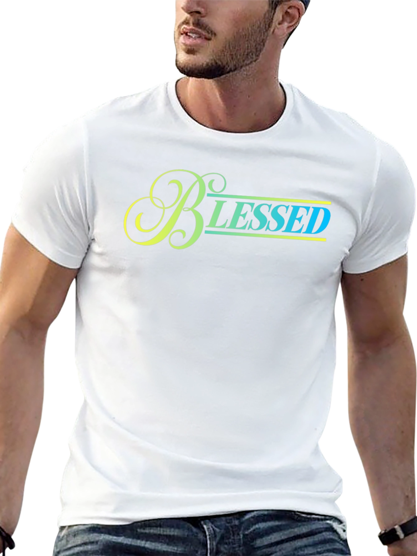 Black Blessed Graphic Print Black T-Shirt view 13