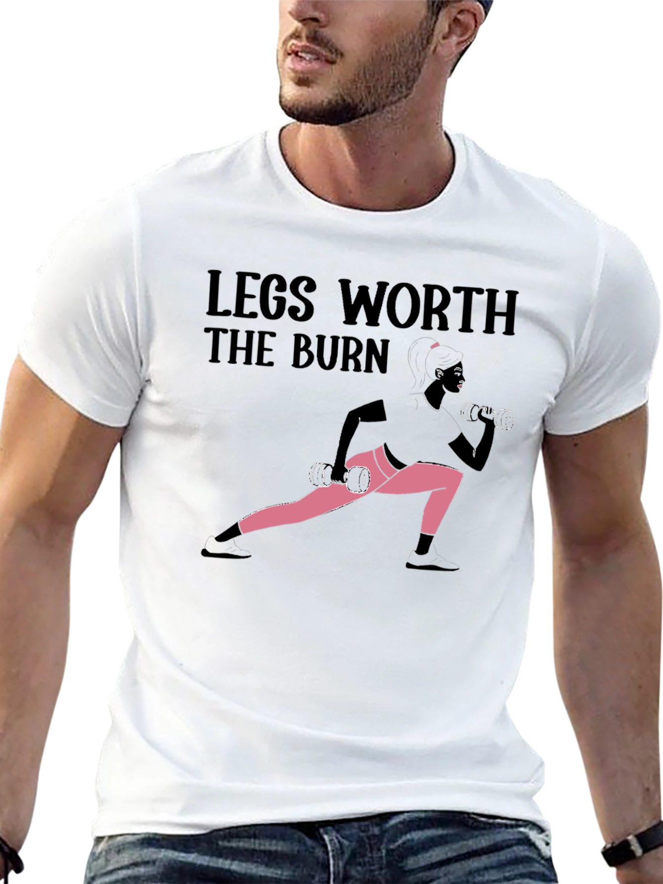 Black Legs Worth the Burn Workout T-Shirt view 13
