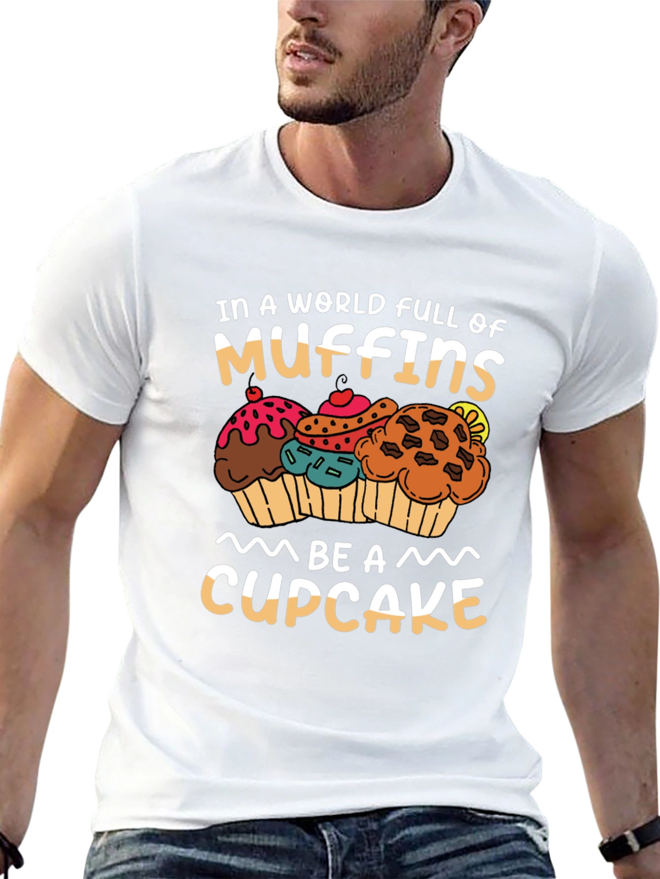 Black Muffin vs Cupcake Graphic Tee - Sweet Treat Shirt view 13