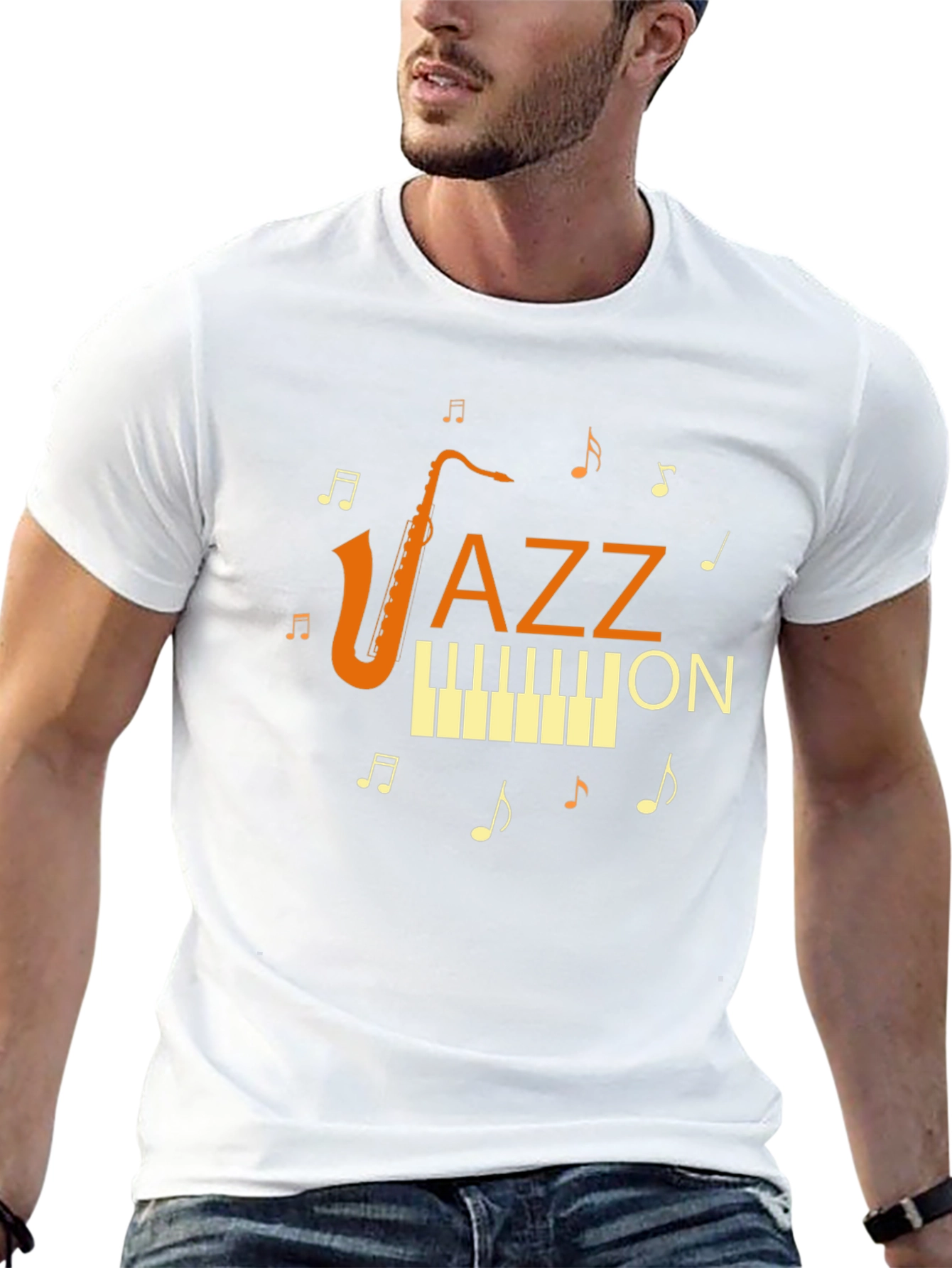 Black Jazz On Music T-Shirt - Black view 13
