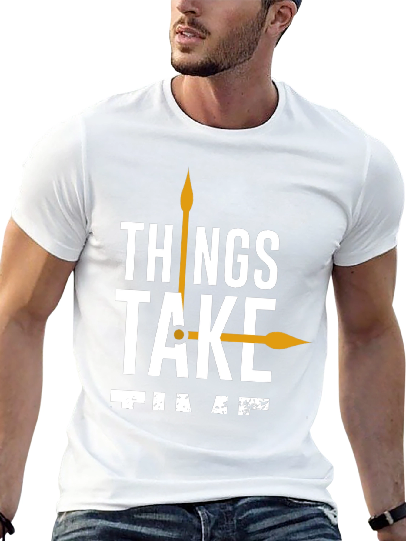 Black Things Take Time T-Shirt Black Casual Cotton Tee view 13