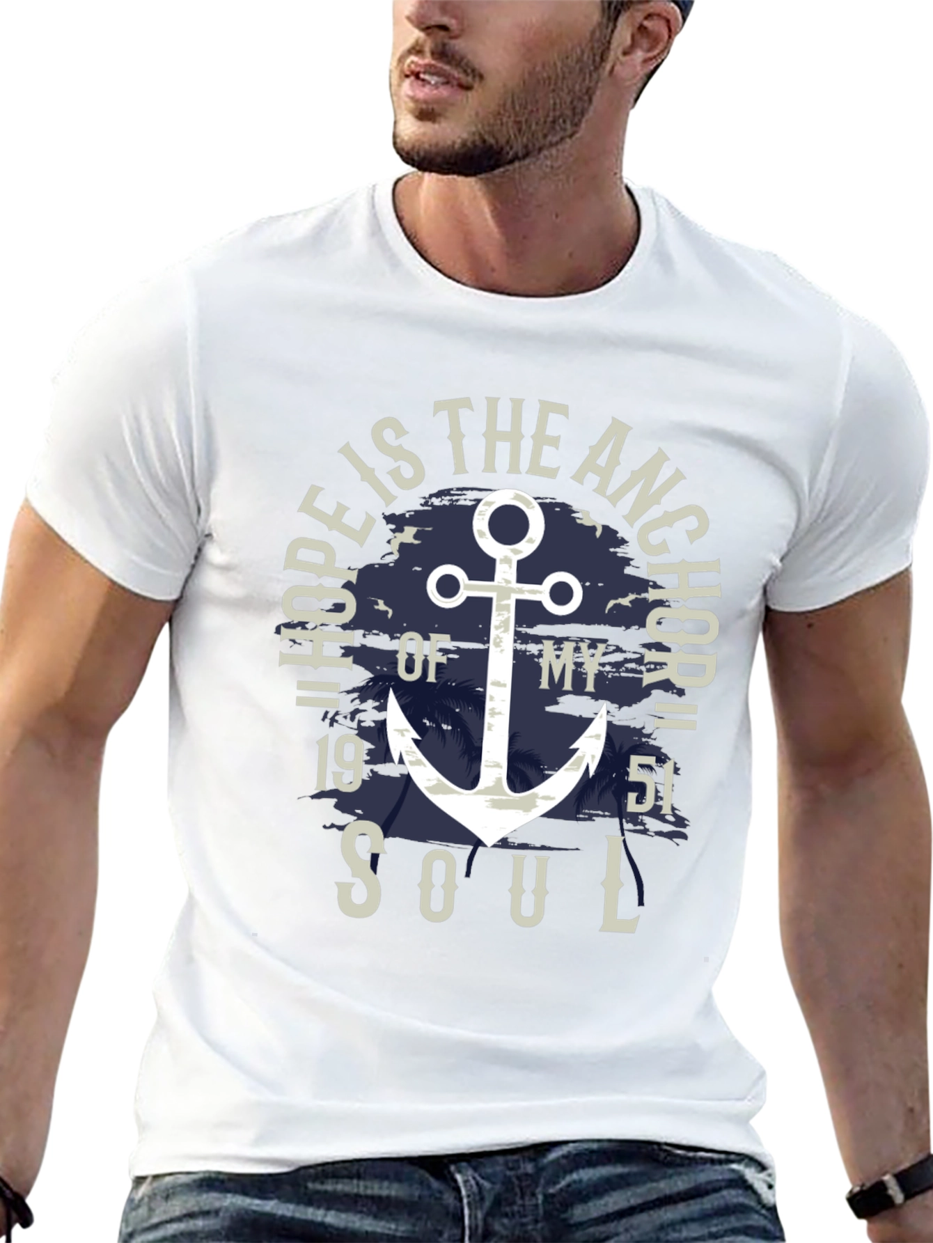 Black Nautical Hope Anchor Soul Graphic Tee view 13